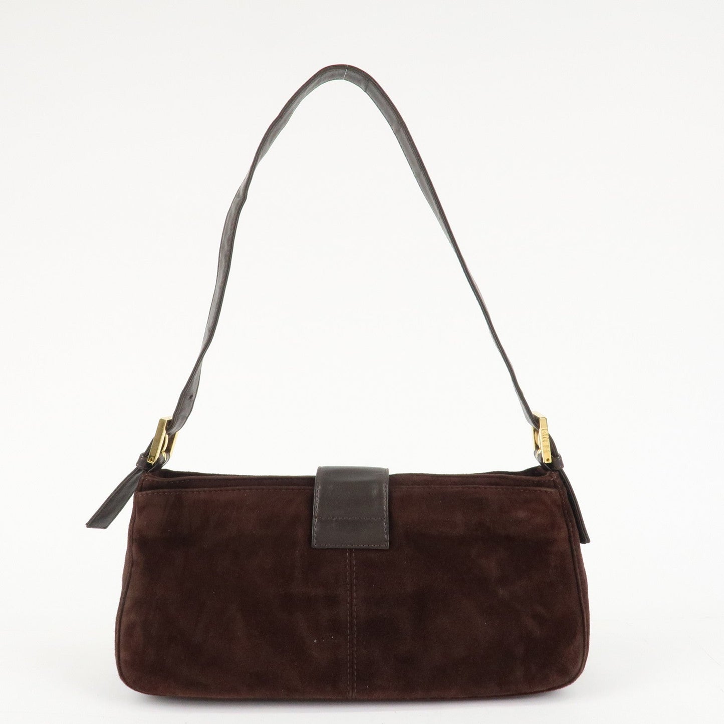 FENDI Suede Leather Shoulder Bag Dark Brown 26722  d