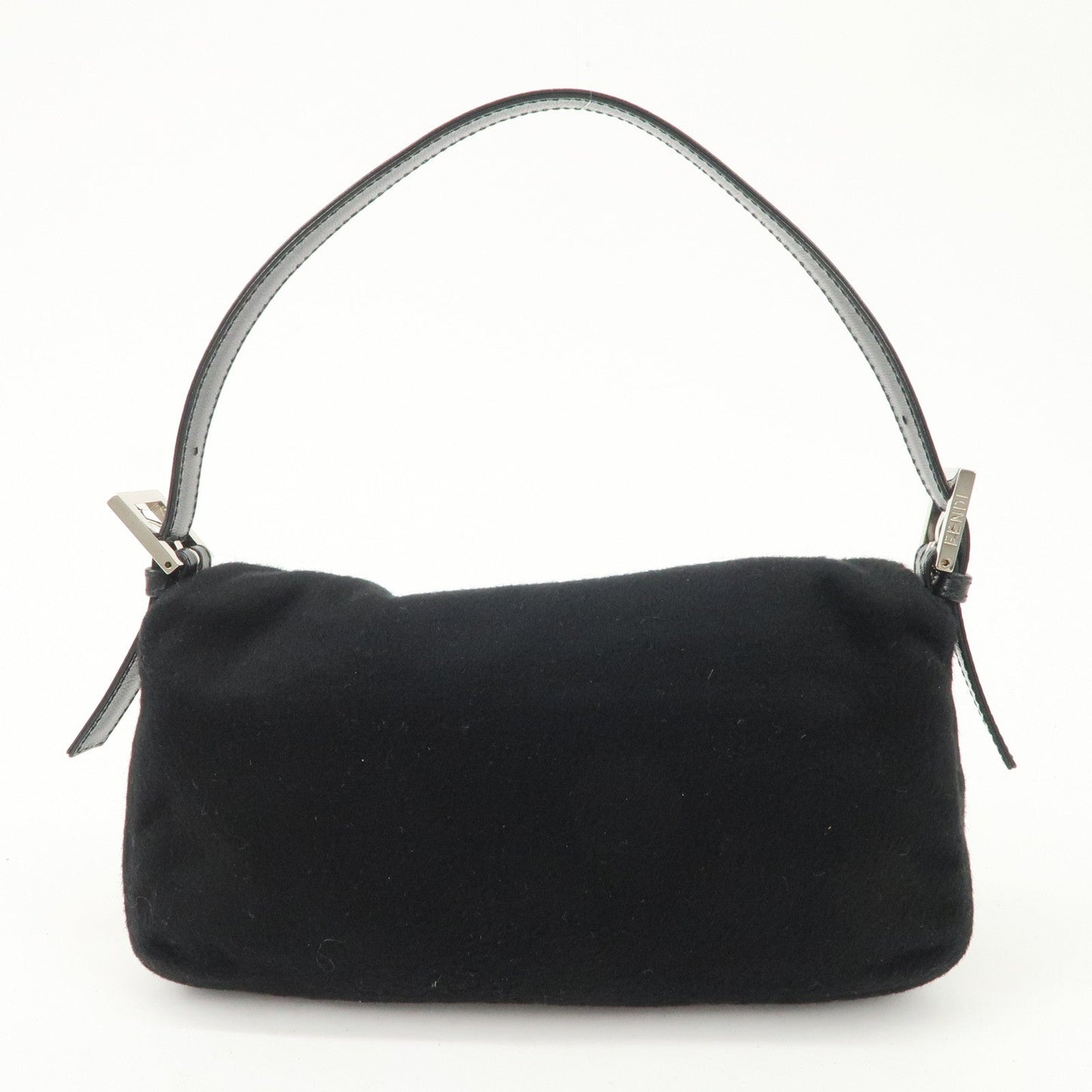FENDI Mamma Baguette Cashmere Leather Shoulder Bag  Black 26424  d