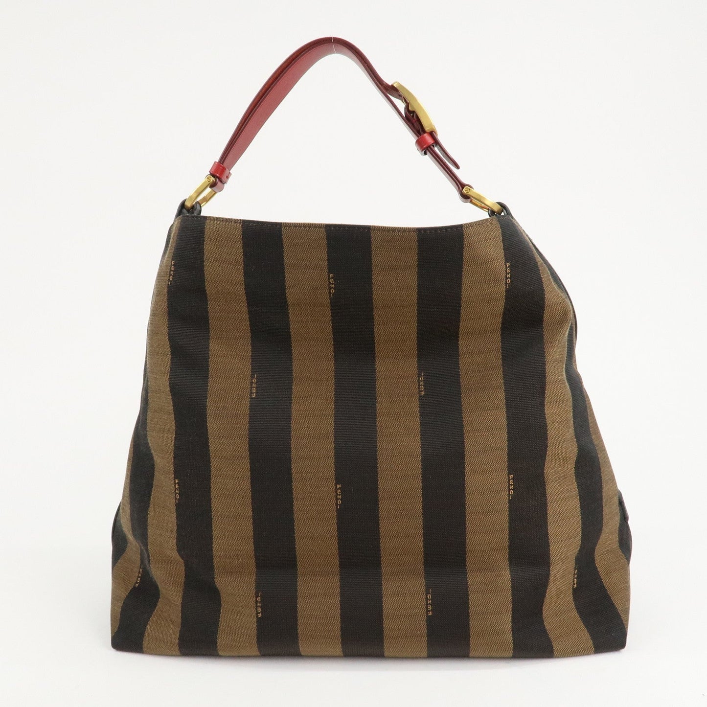 FENDI Pequin Canvas Leather Shoulder Bag Beige Black Brown 8BR653  d