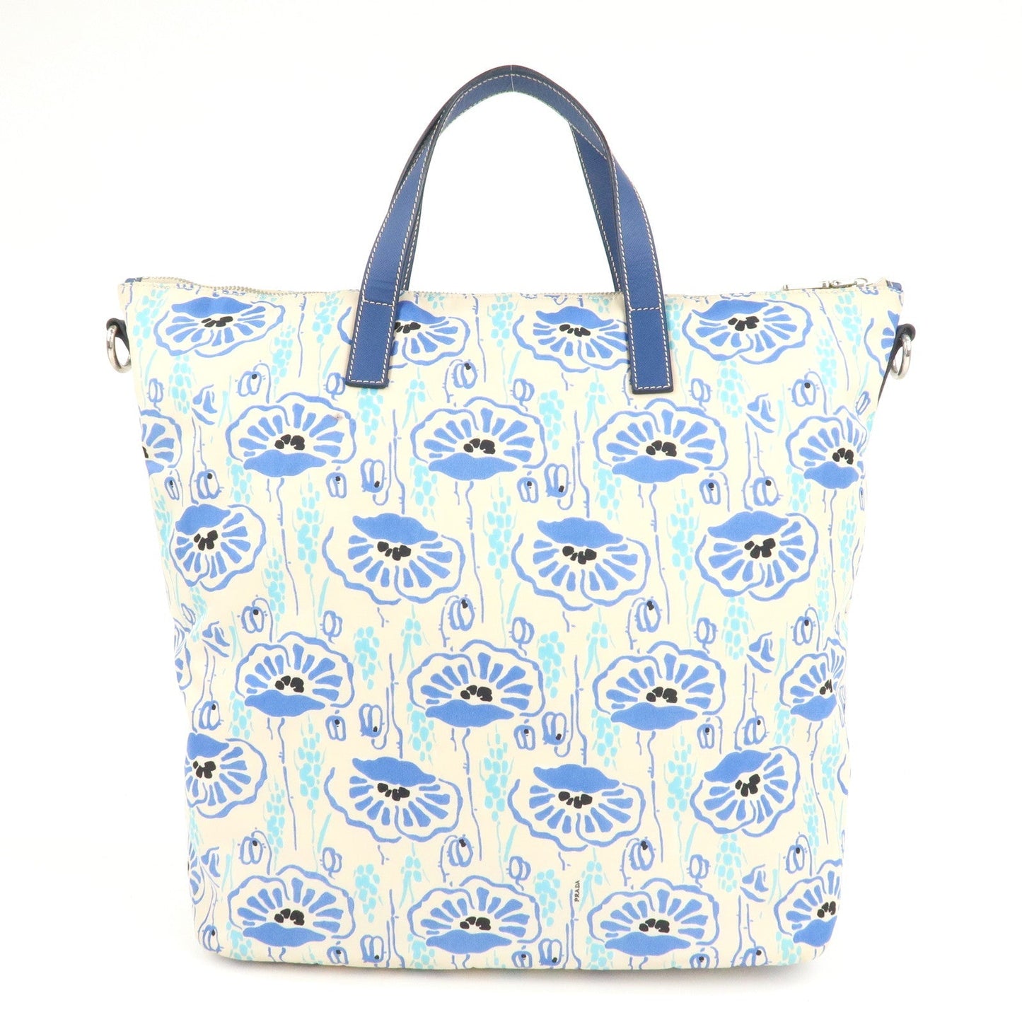 PRADA Nylon Leather 2Way Tote Bag White Blue  d