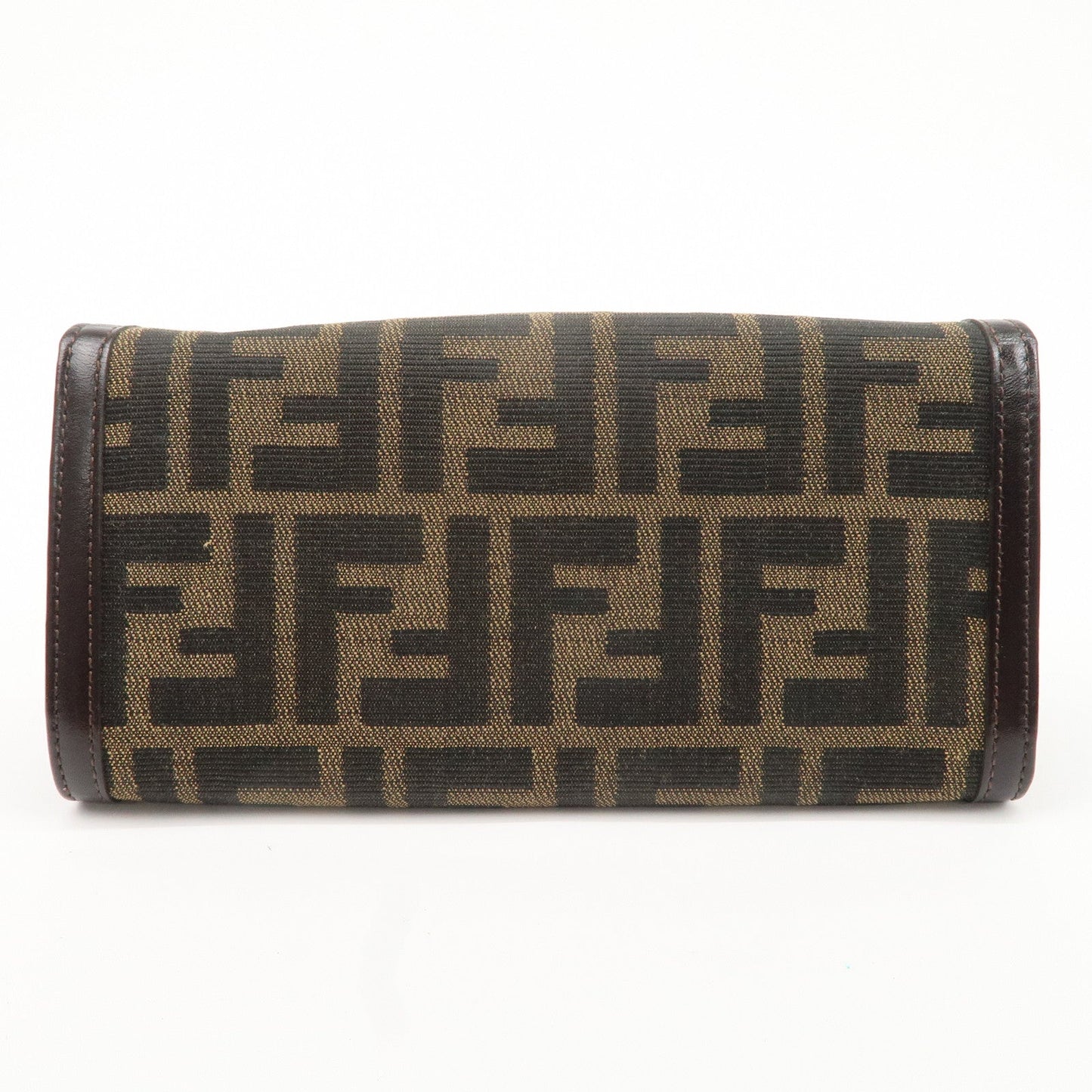 FENDI Zucca Print Canvas Leather Long Wallet Brown 30851  d