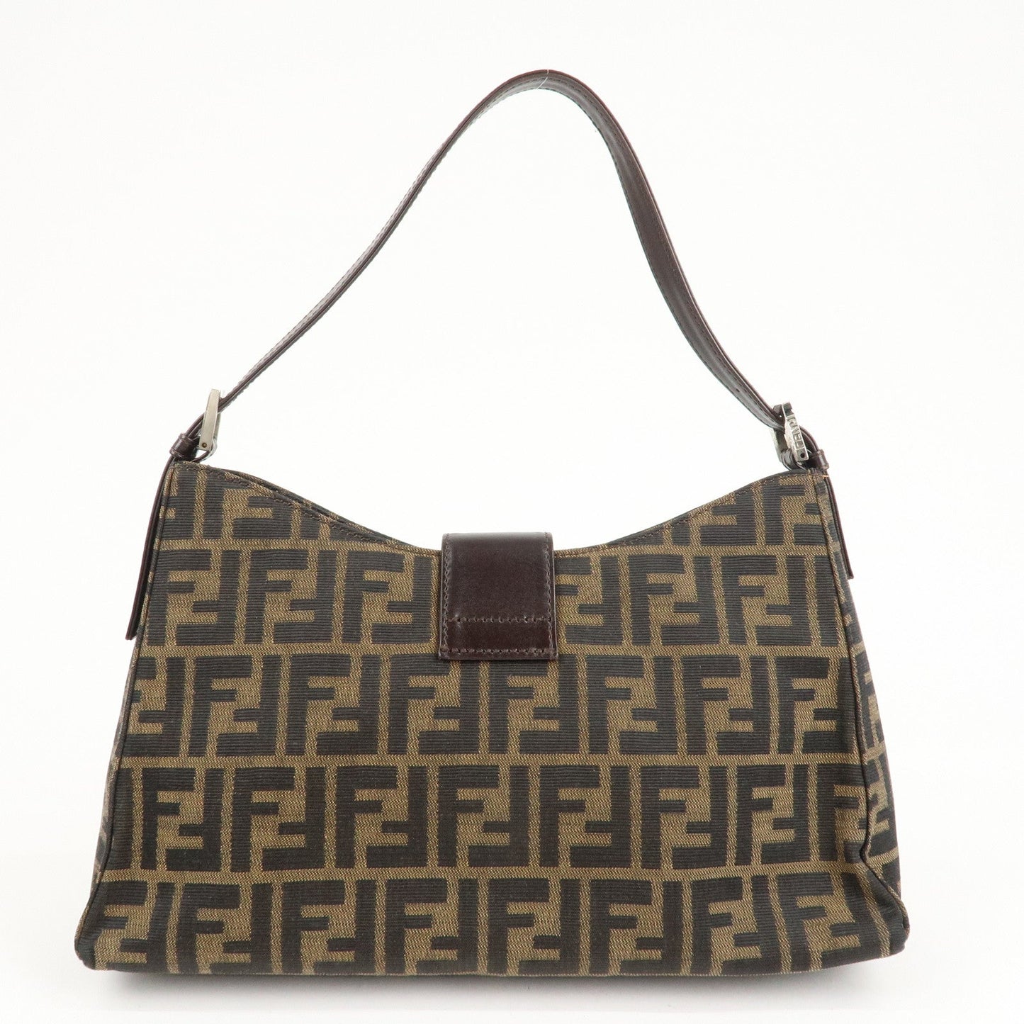 FENDI Zucca Canvas Leather Shoulder Bag Brown Black 9161150001  d