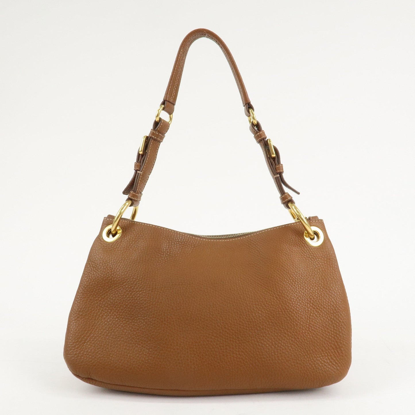 PRADA Leather Shoulder Bag Brown Gold Hardware B4894M  d
