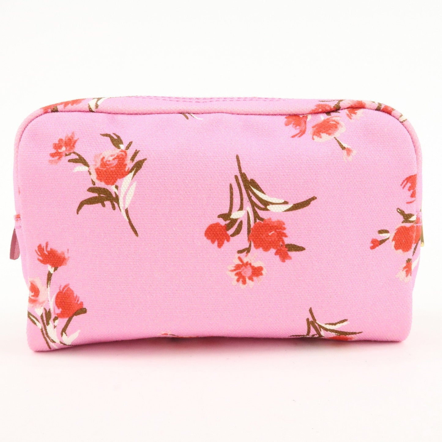 PRADA Canapa Canvas Leather Cosmetic Pouch Flower 1NA021 Pink  d