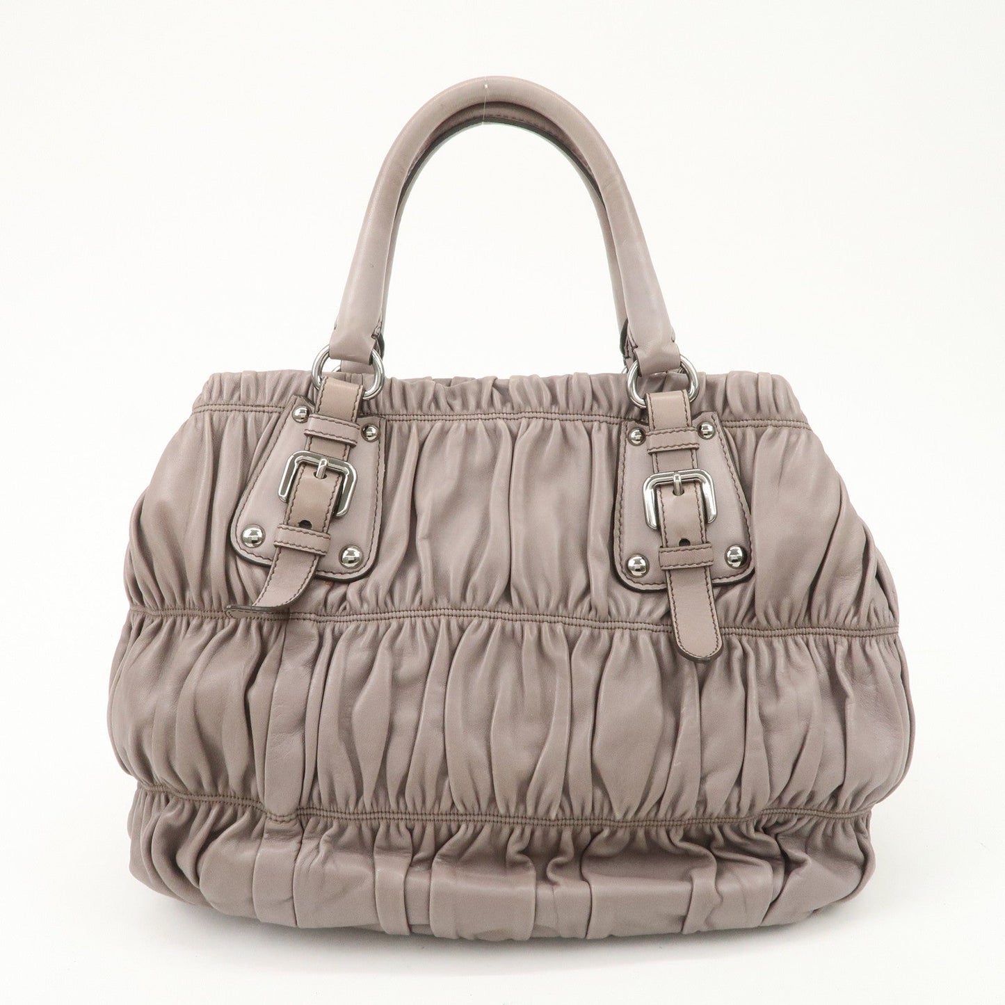 PRADA Nappa Gaufre Leather 2Way Bag Hand Bag Grey  d