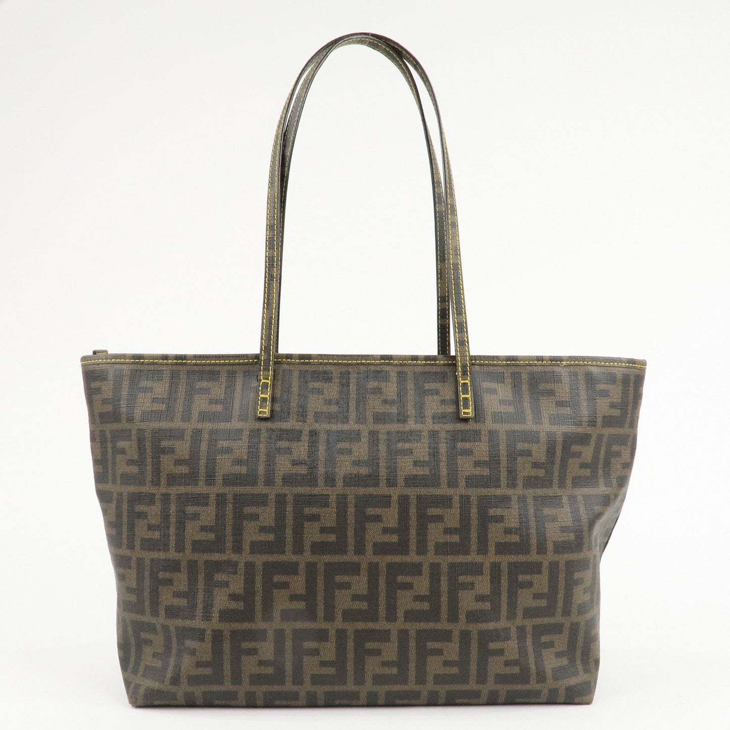 FENDI Zucca Logo Print PVC Tote Bag Brown Black 8BH198  d