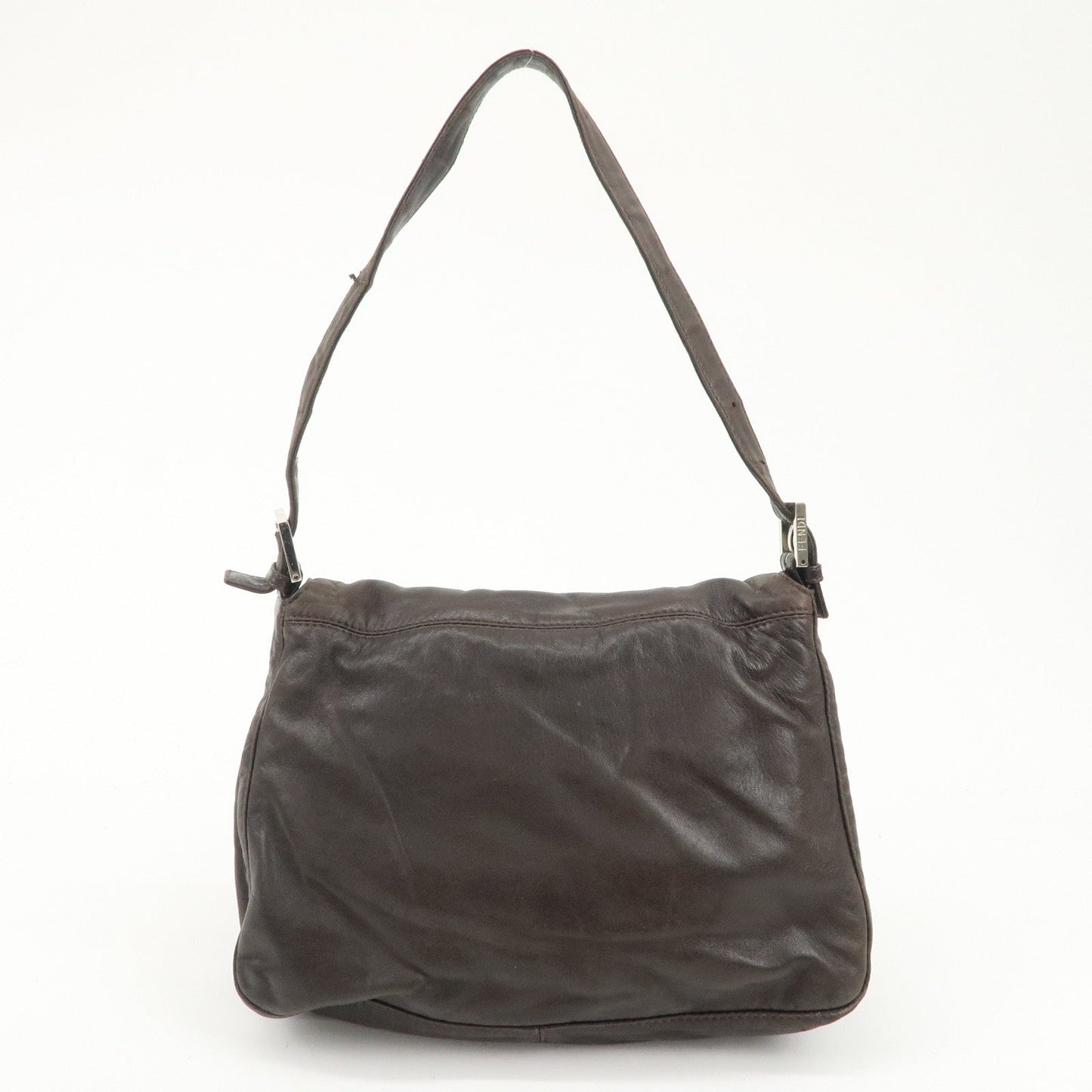 FENDI Mamma Baguette Leather Shoulder Bag Dark Brown 26325  d
