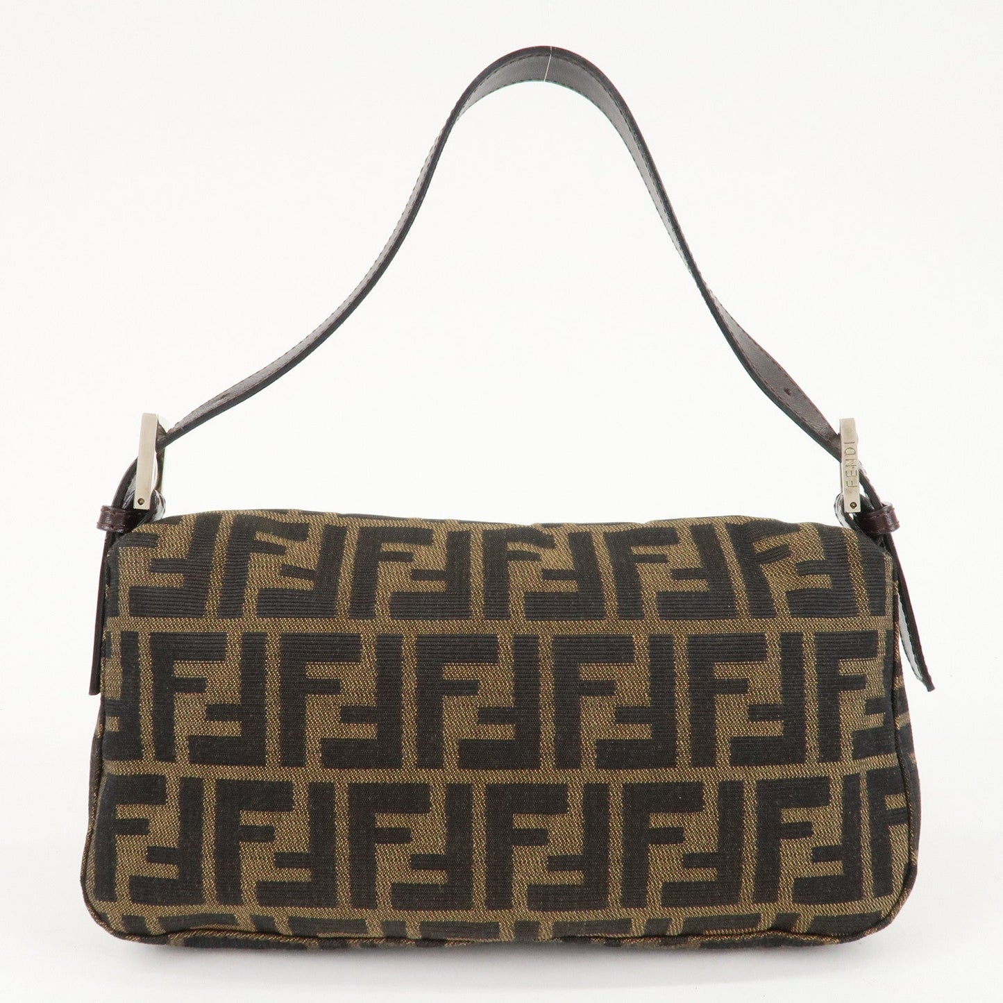 FENDI Mamma Baguette Zucca Canvas Shoulder Bag Brown Black 26424  d
