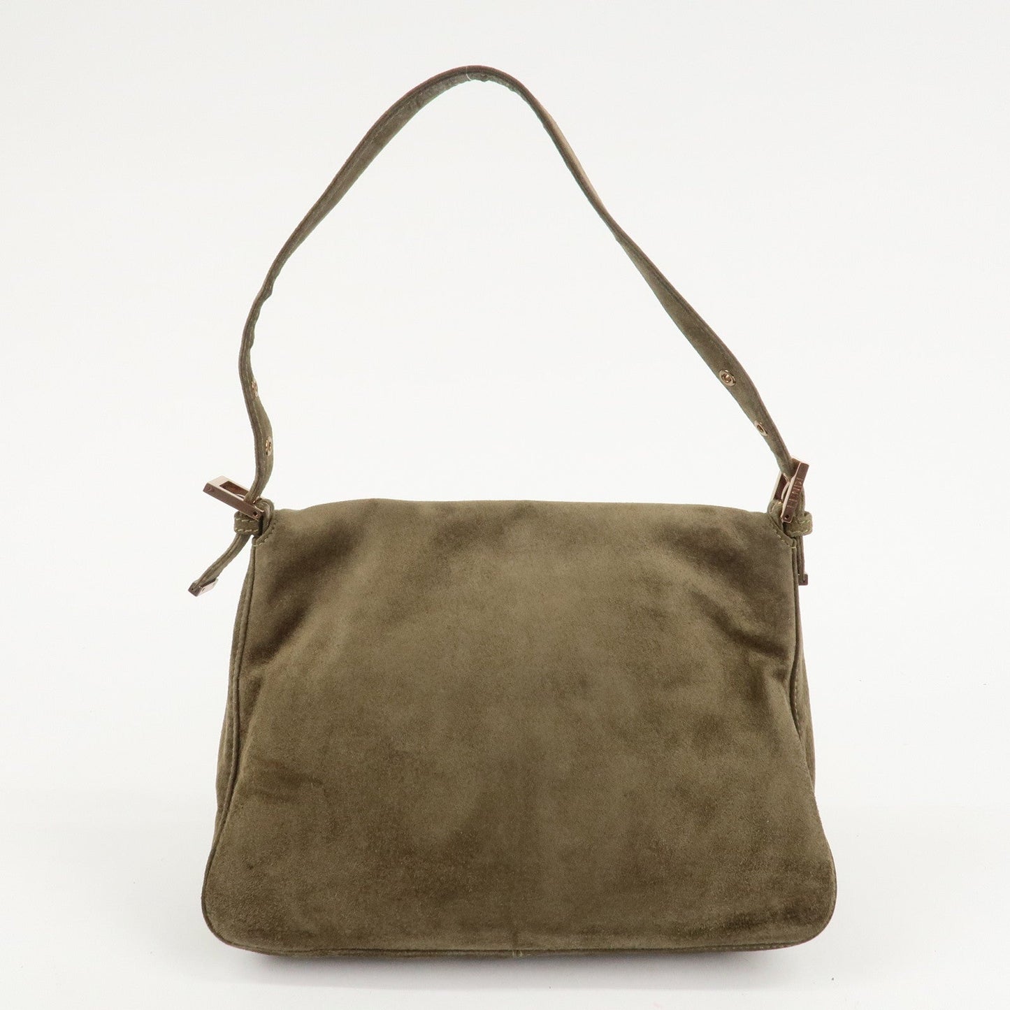 FENDI Mamma Baguette Suede Shoulder Bag Khaki 8BR001  d