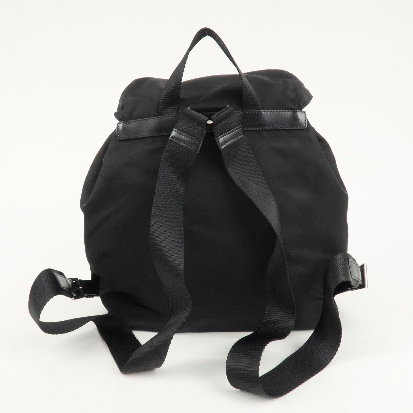 PRADA Logo Nylon Leather Back Pack Ruck Sack NERO Black BZ2811  d