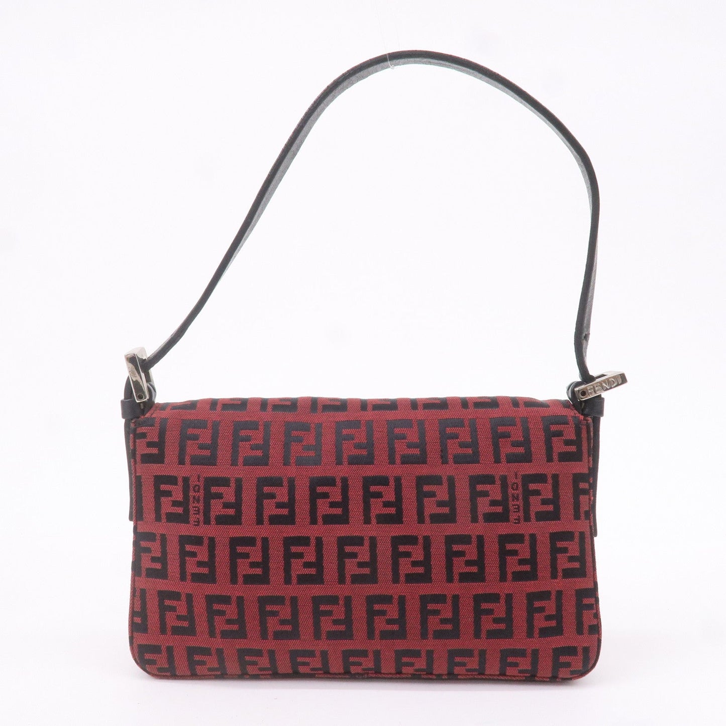 FENDI Mini Mamma Baguette Zucchino Canvas Leather Bag Red 8BK005
