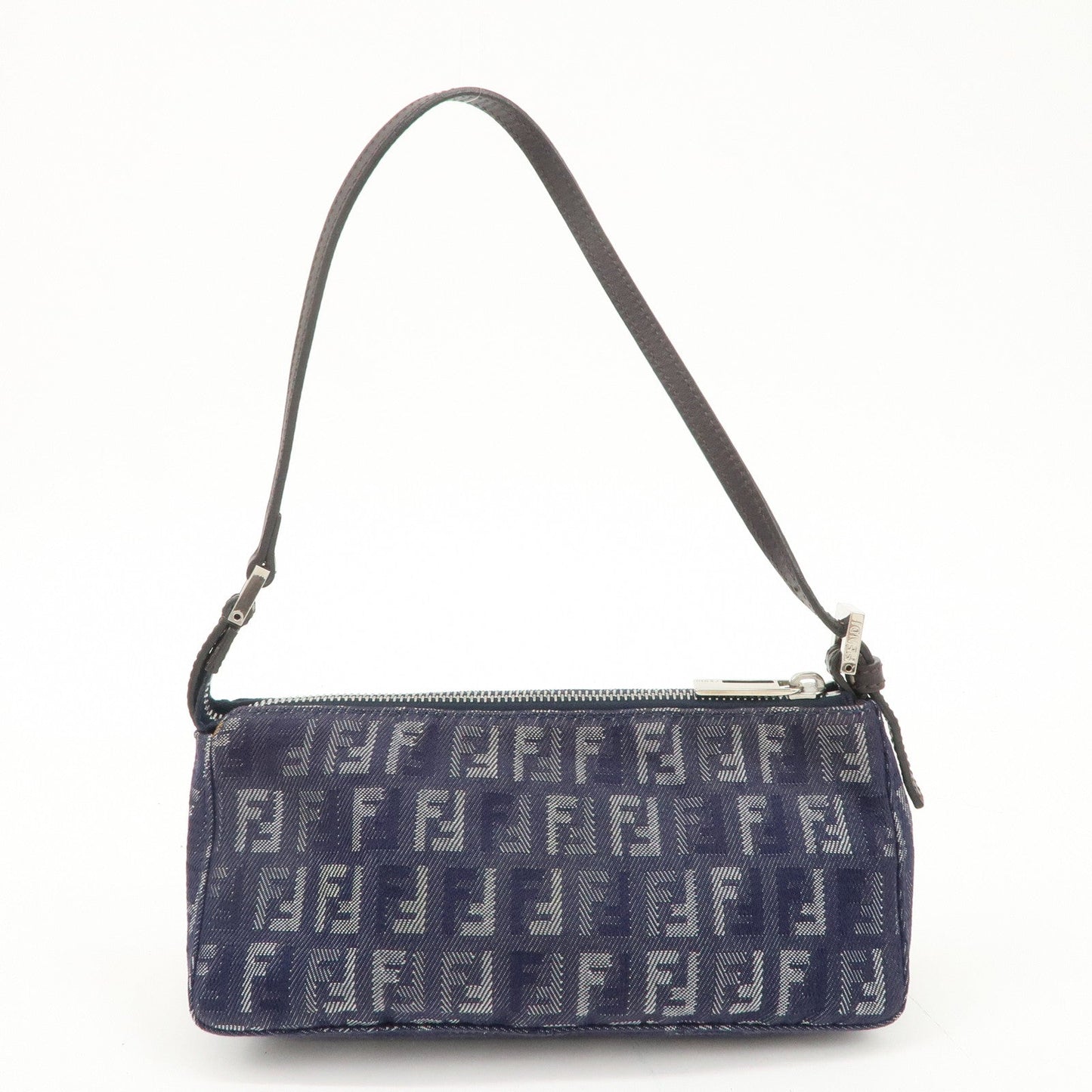 FENDI Zucchino Canvas Leather Shoulder Bag Pouch Navy 8BR249  d