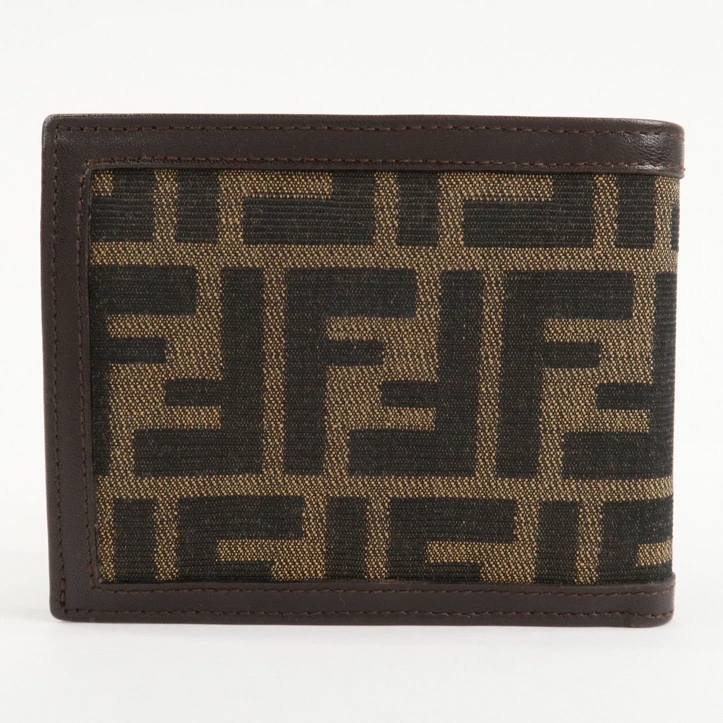 FENDI Zucca Canvas Leather Bifold Wallet Brown Black 31011  d