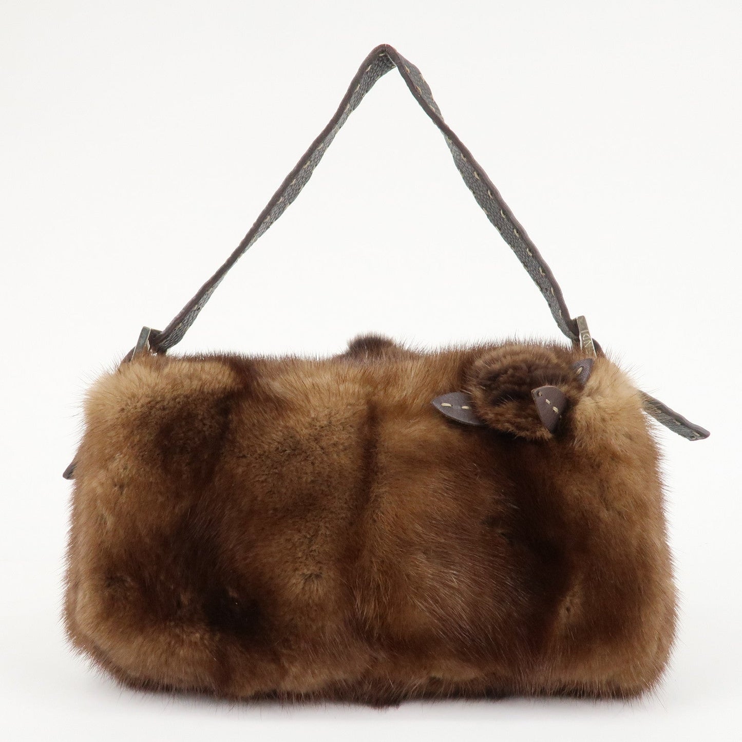 FENDI Mamma Baguette Selleria Mink Leather Shoulder Bag 8BR101  d