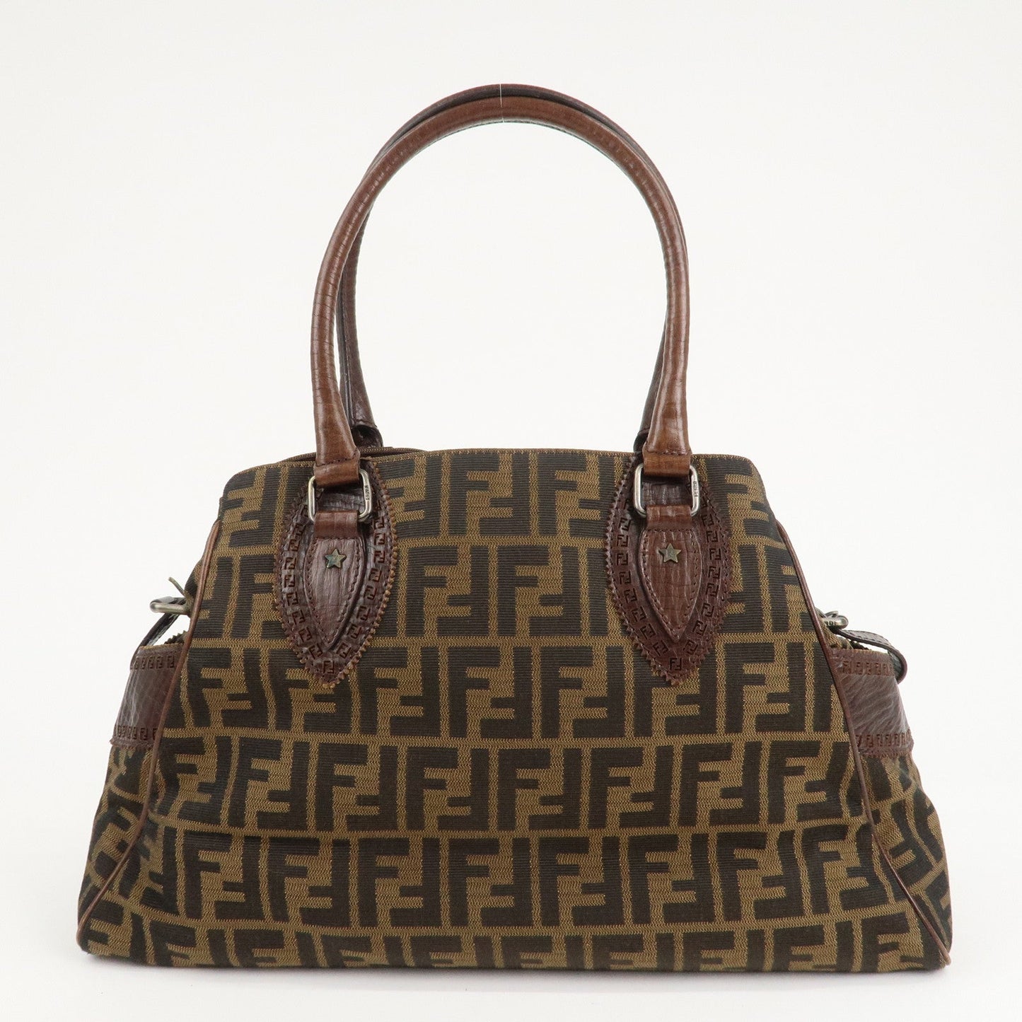 FENDI Ethnico Zucca Canvas Leather Shoulder Bag Brown 8BN162  d