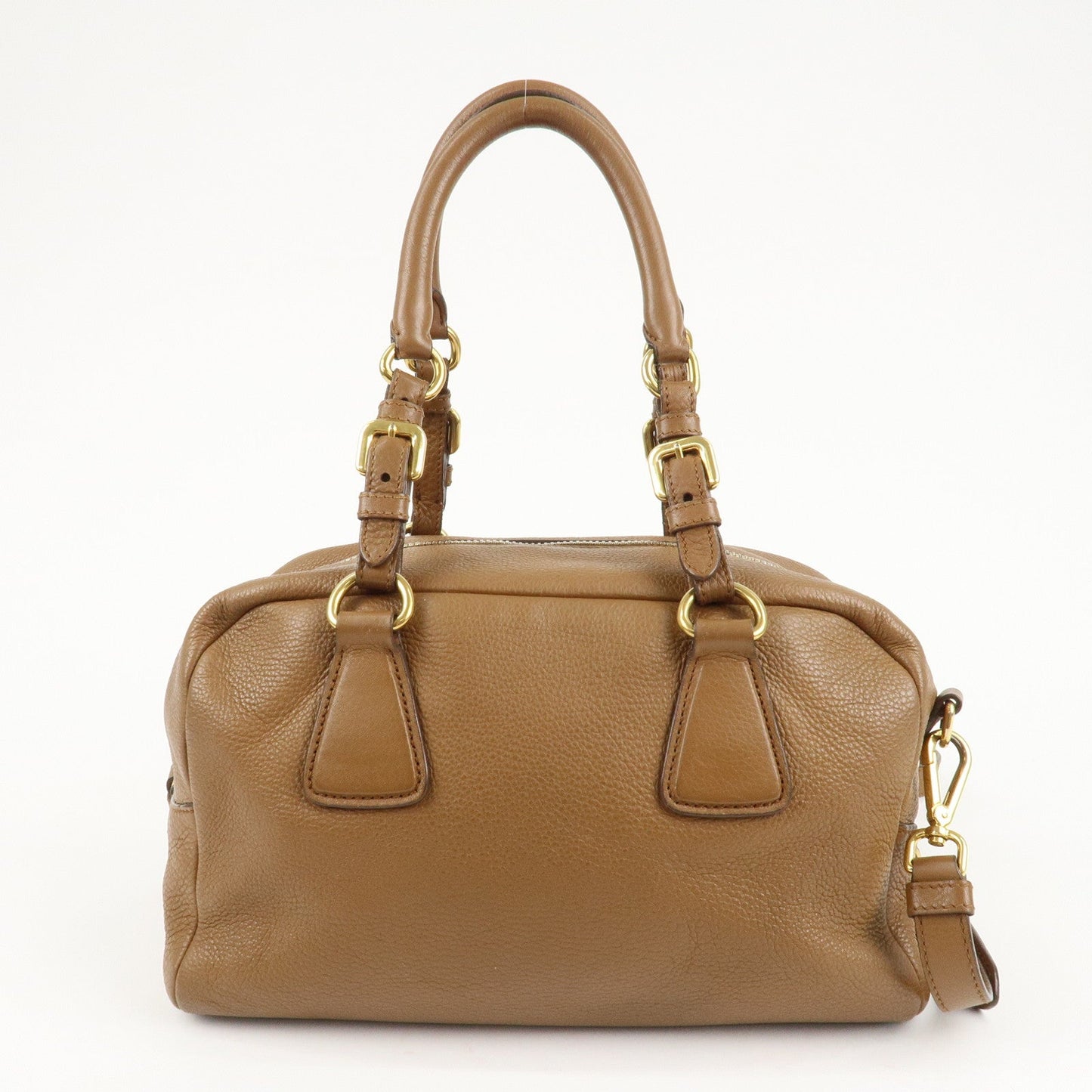 PRADA Leather 2Way Bag Hand Bag Shoulder Bag Brown 1BB091  d