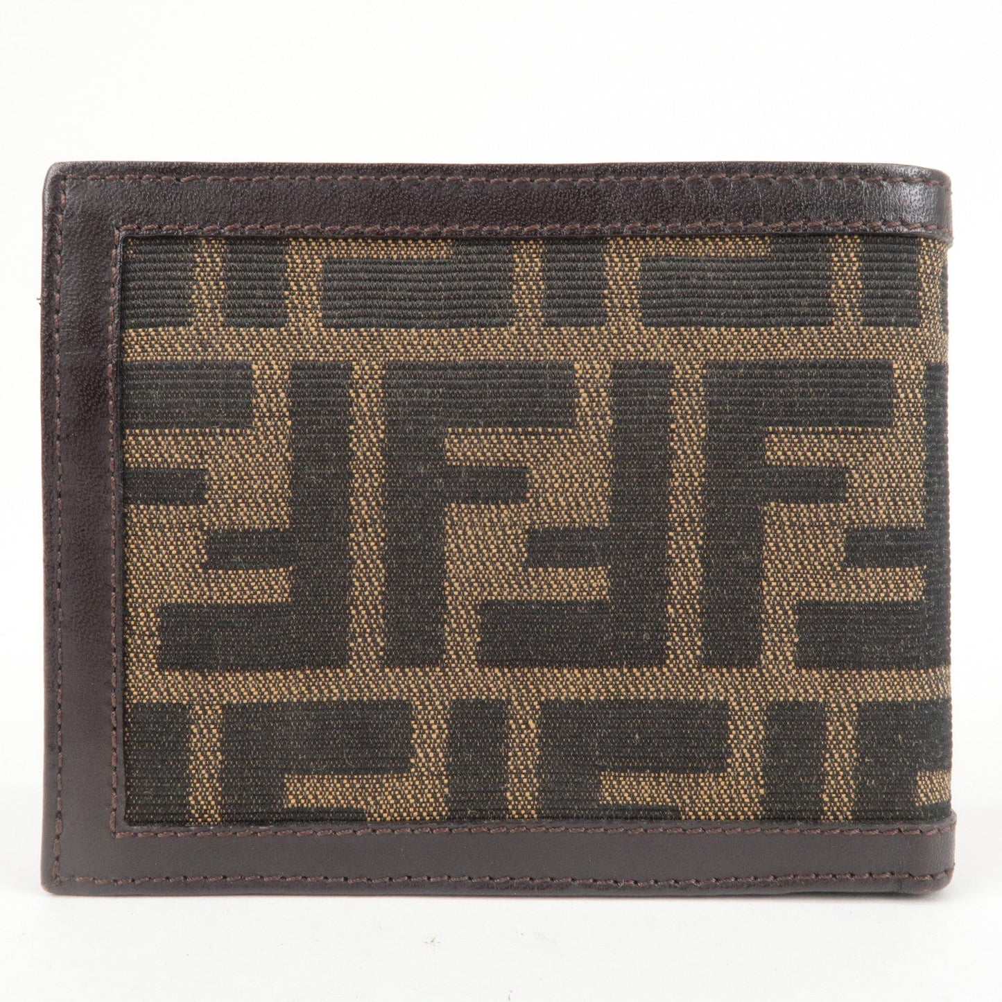 Fendi Zucca Canvas Leather Bi-fold Wallet Brown Khaki 30110