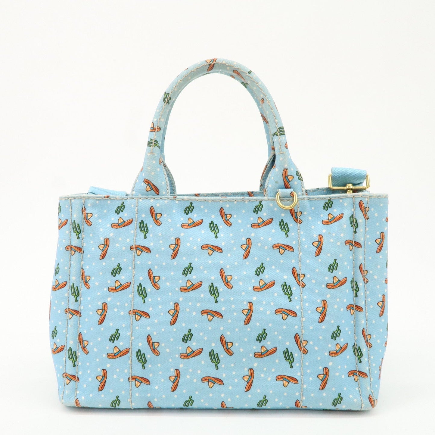 PRADA Canapa Mini Canvas 2Way Bag Light Blue 1BG439  d