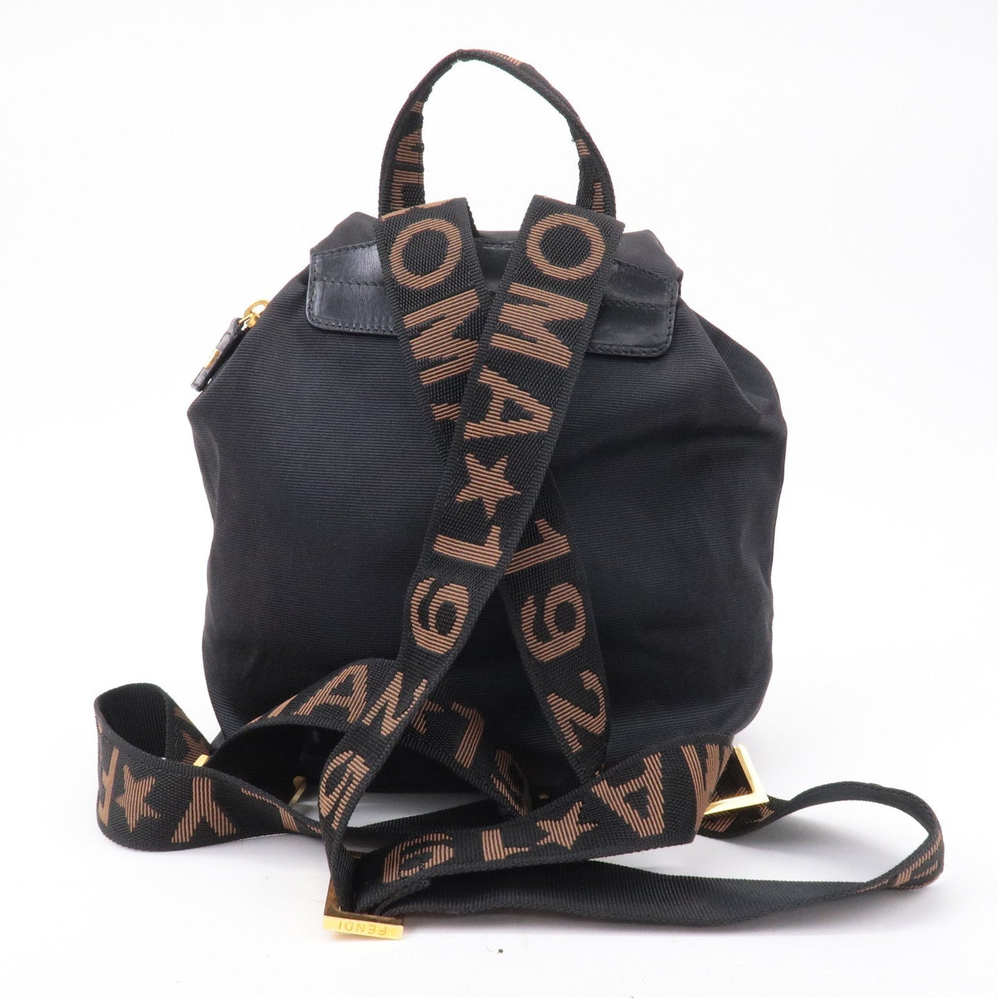 FENDI ROMA 1925 Nylon Leather Back Pack Pouch Black