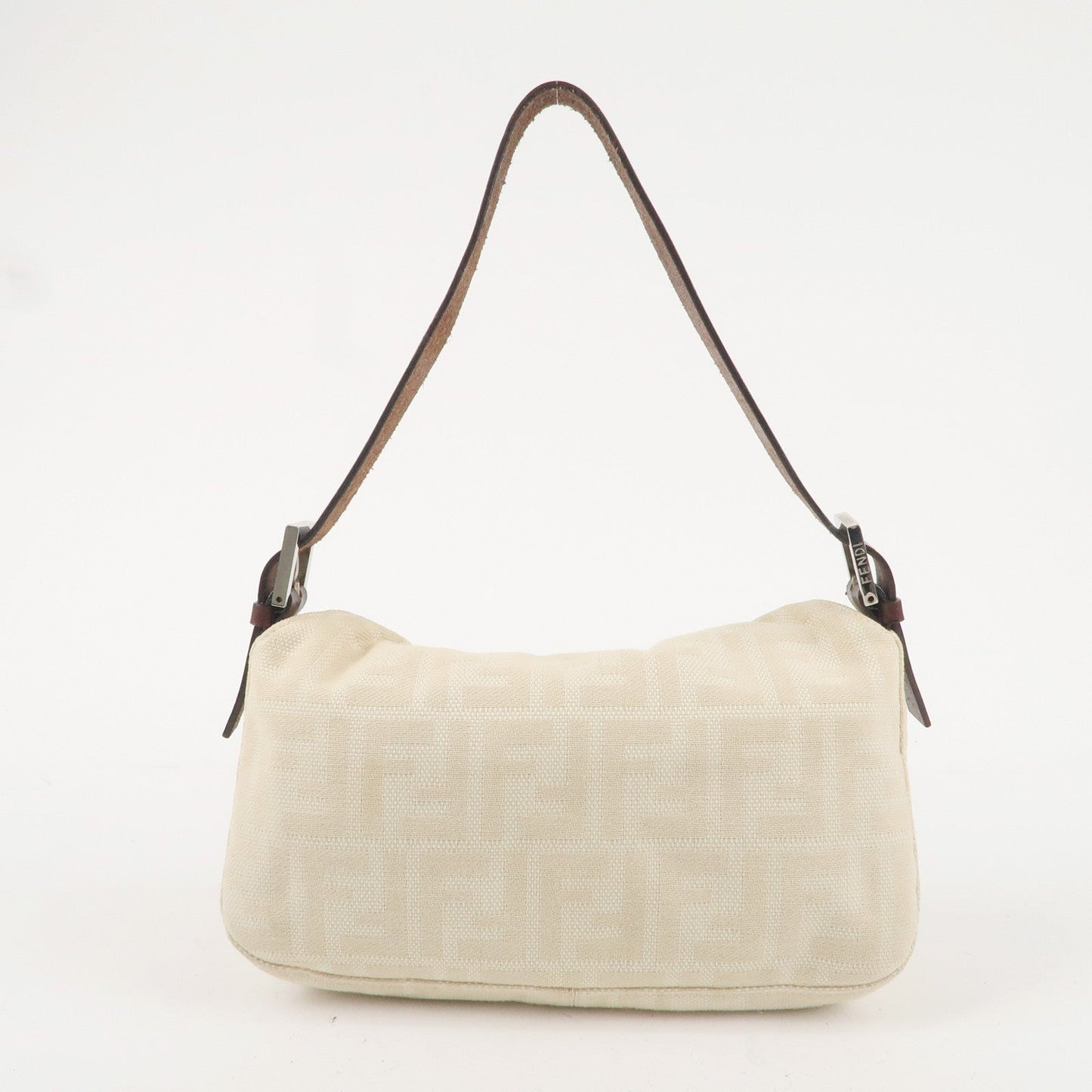 FENDI Zucca Canvas Leather Shoulder Bag Beige Brown 26725