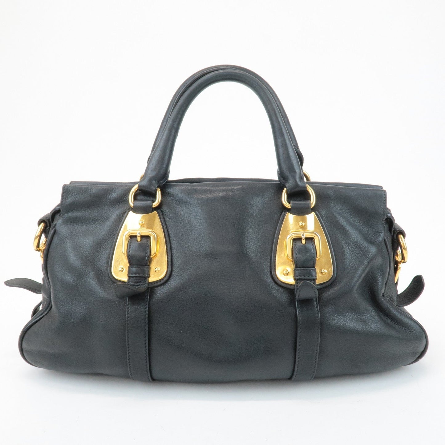 PRADA Logo Leather 2Way Tote Shoulder Bag Black BN1903  d
