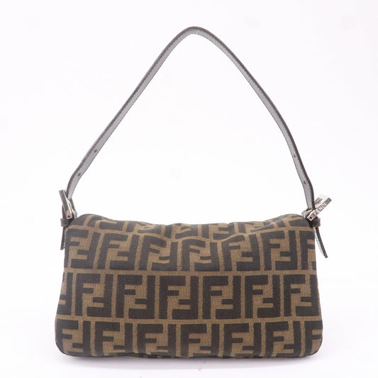 FENDI Zucca Canvas Leather Shoulder Bag Khaki Black Brown 26725