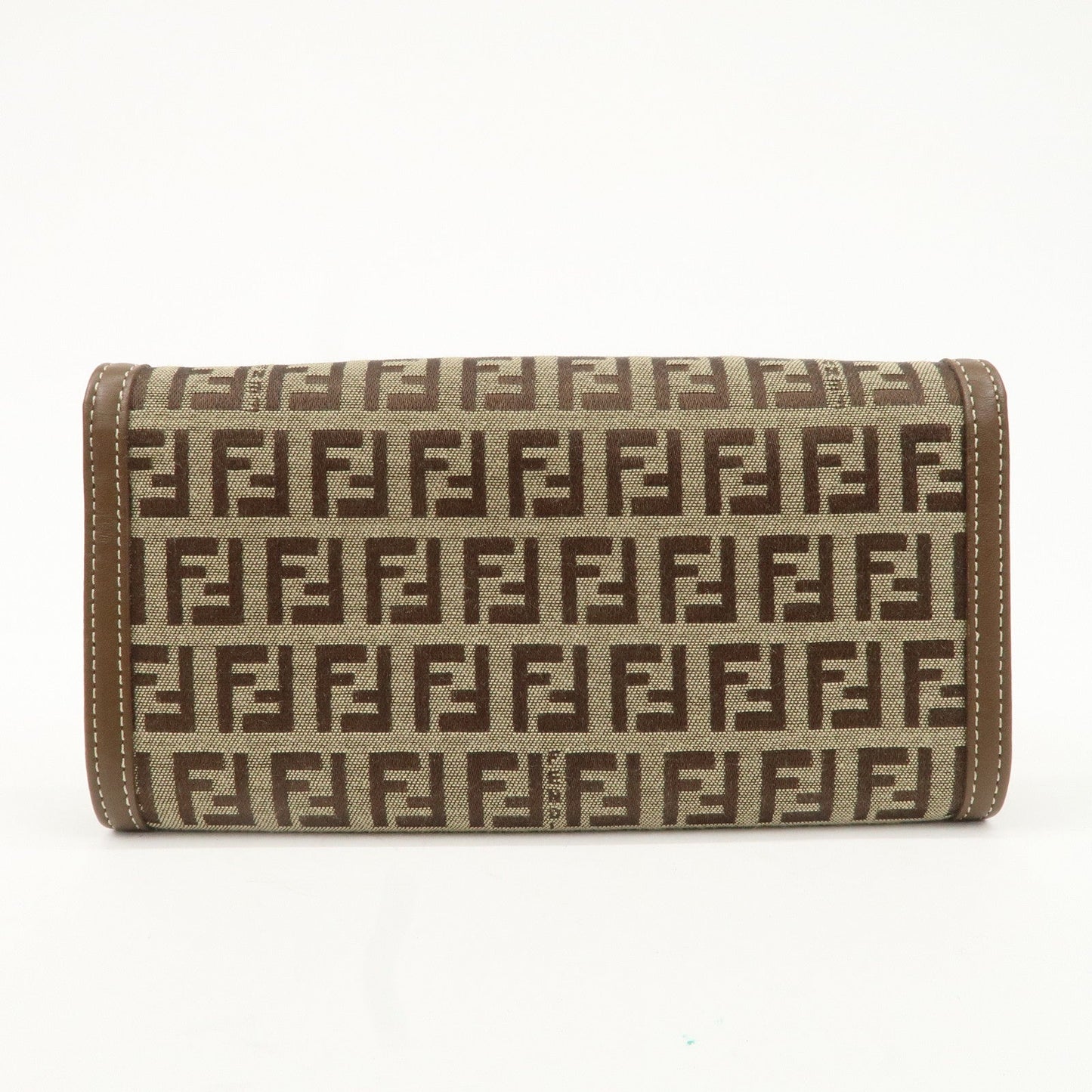 FENDI Zucchino Canvas Leather Long Wallet Brown 8M0000  d