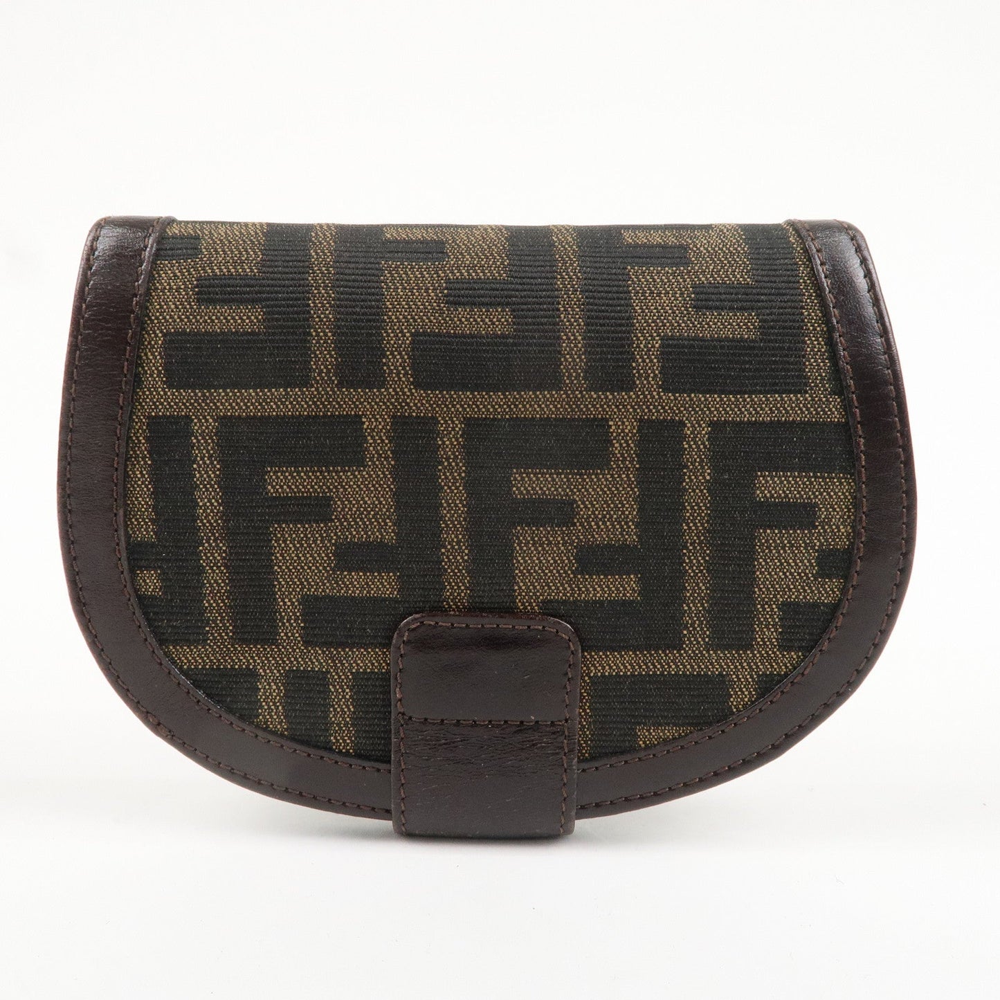 FENDI Zucca Canvas Leather Bi-fold Wallet Khaki Brown Black 1223