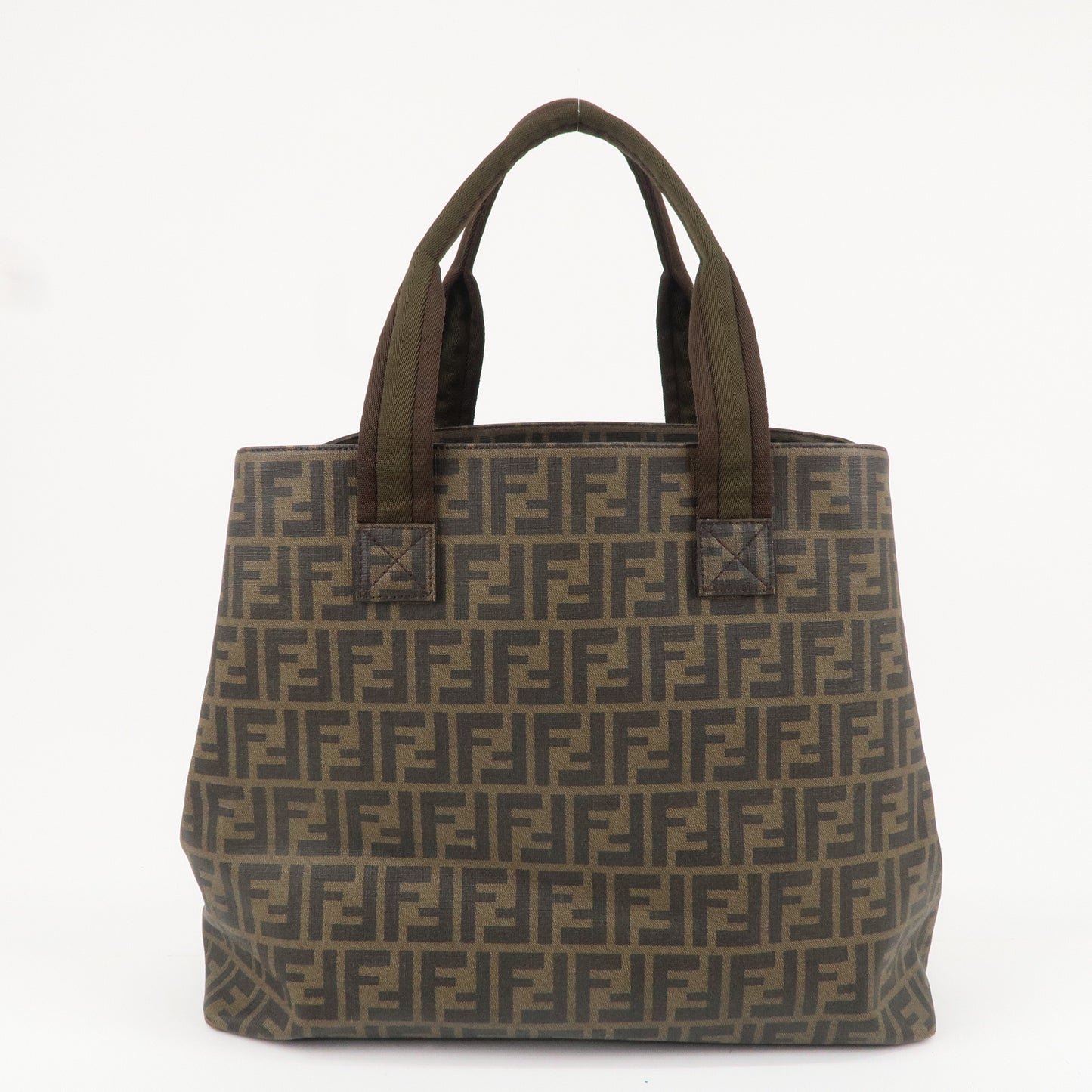FENDI Zucca Canvas Leather Tote Bag Khaki Black Brown 7VA271