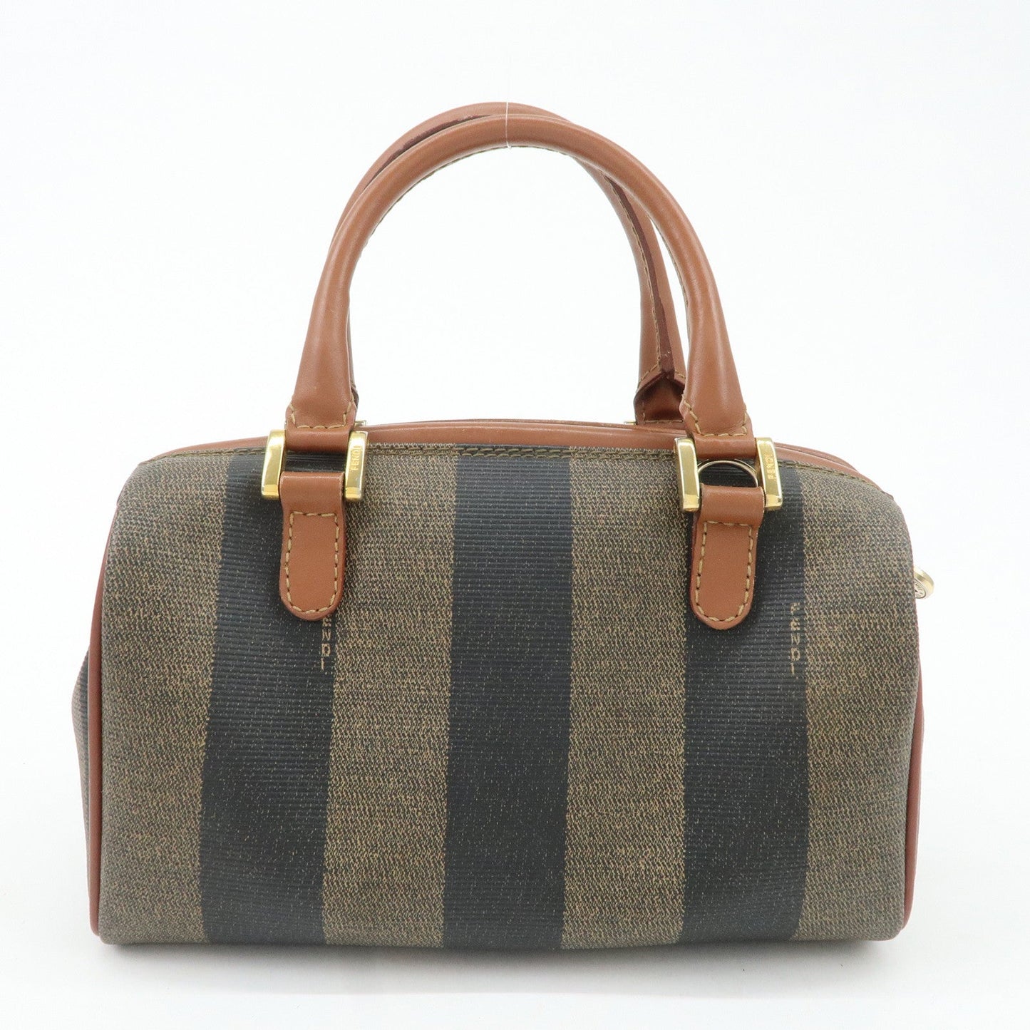 FENDI Pequin PVC Leather Hand Bag Brown Black 259021  d