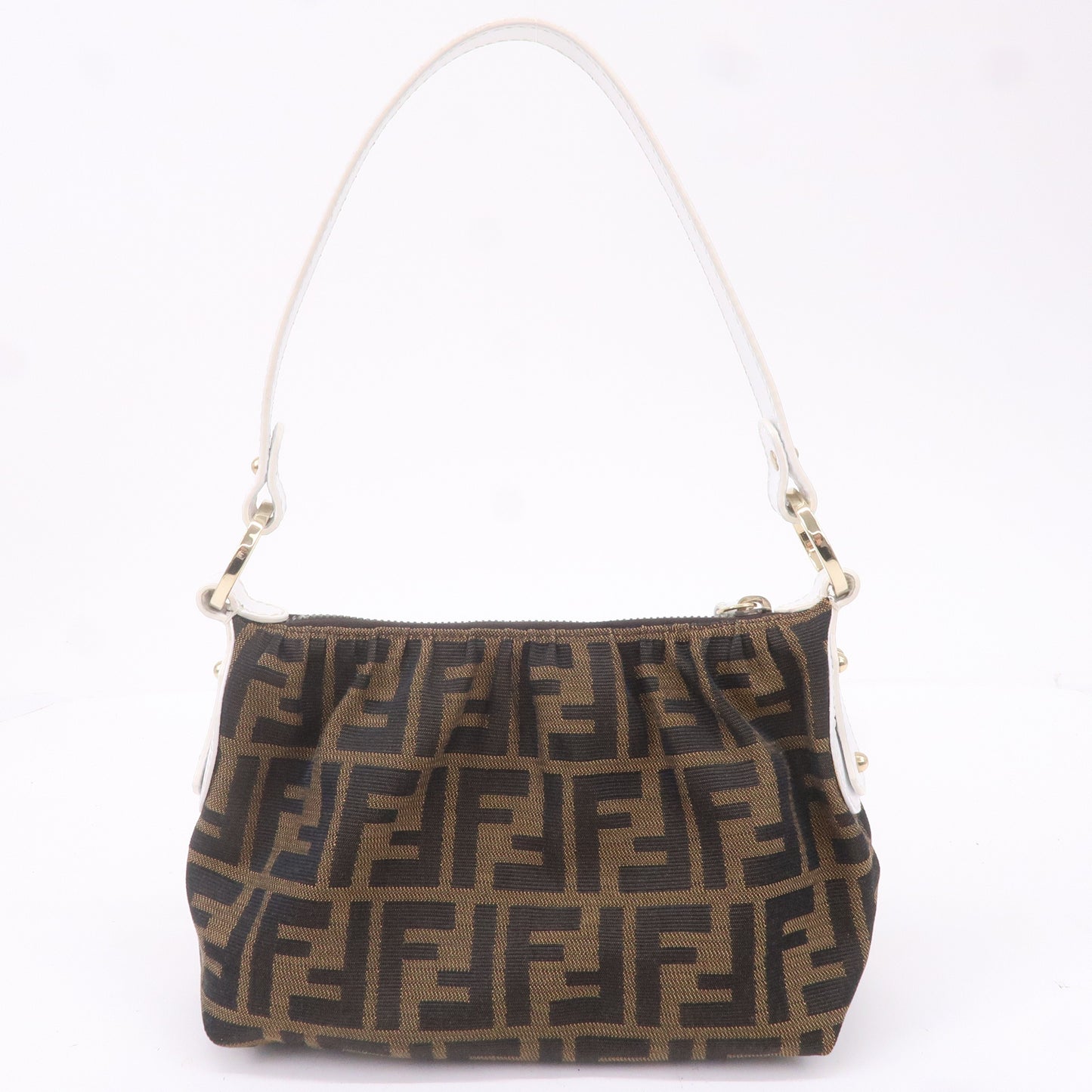 FENDI Zucca Canvas Leather Hand Bag Shoulder Bag 8BR354