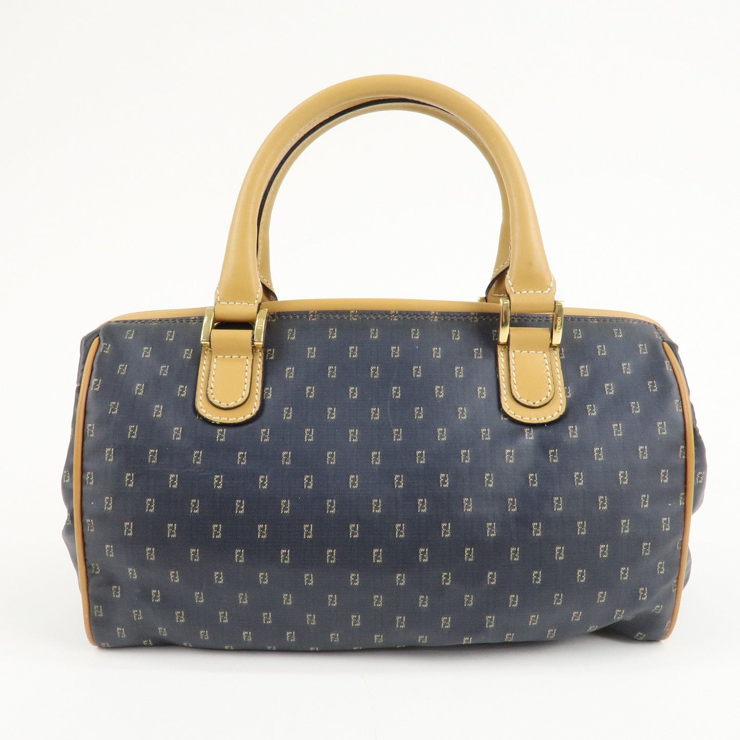FENDI PVC Leather 2Way Bag Hand Bag Navy Brown  d