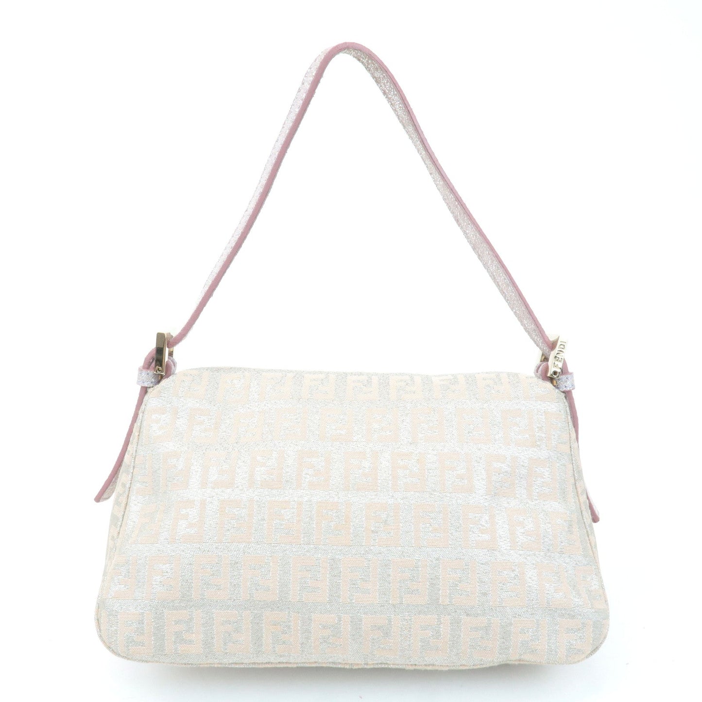 FENDI Mini Mamma Baguette Canvas Leather Shoulder Bag Beige 8BR180  d
