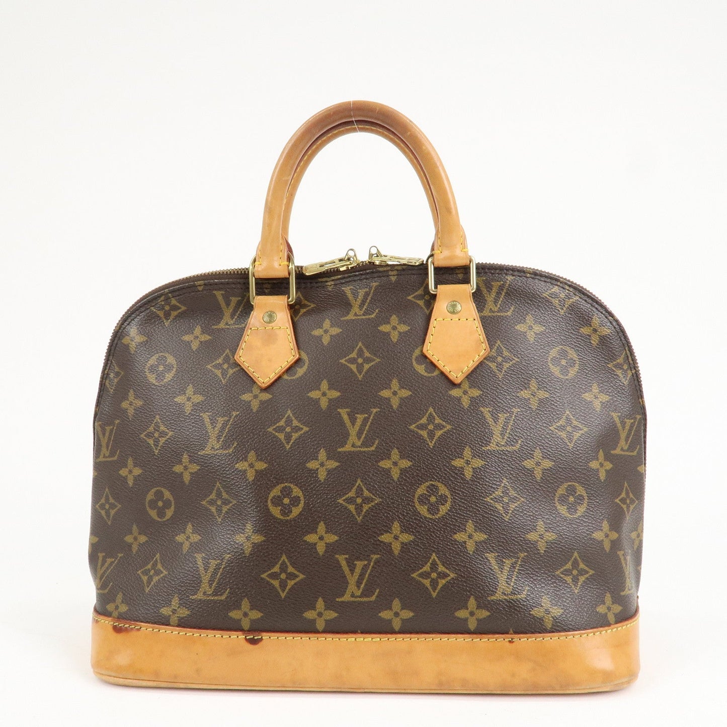 Louis Vuitton Monogram Alma Hand Bag Brown Gold Hardware M51130  d