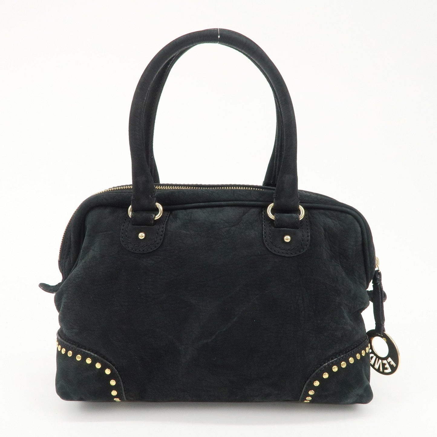 FENDI Suede Studs Mini Boston Bag Black 8BL076  d