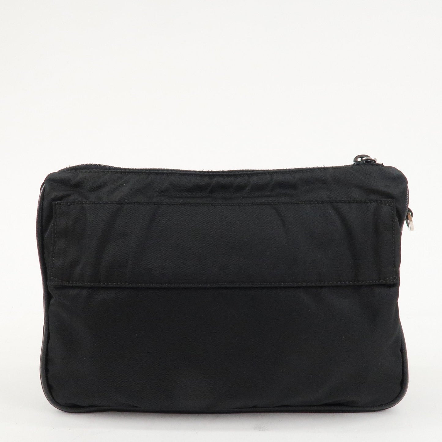 PRADA Logo Nylon Leather Clutch Bag Travel Pouch Black  d