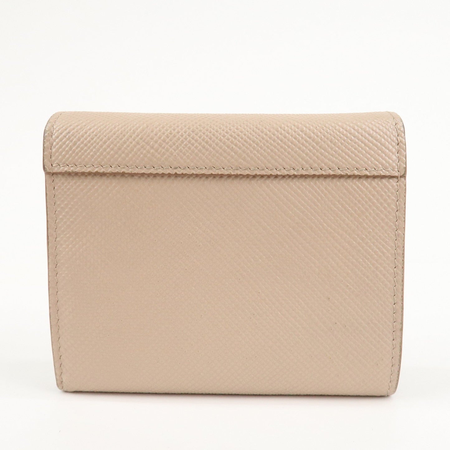 PRADA Saffiano Leather Trifold Compact Wallet Beige 1MH176  d