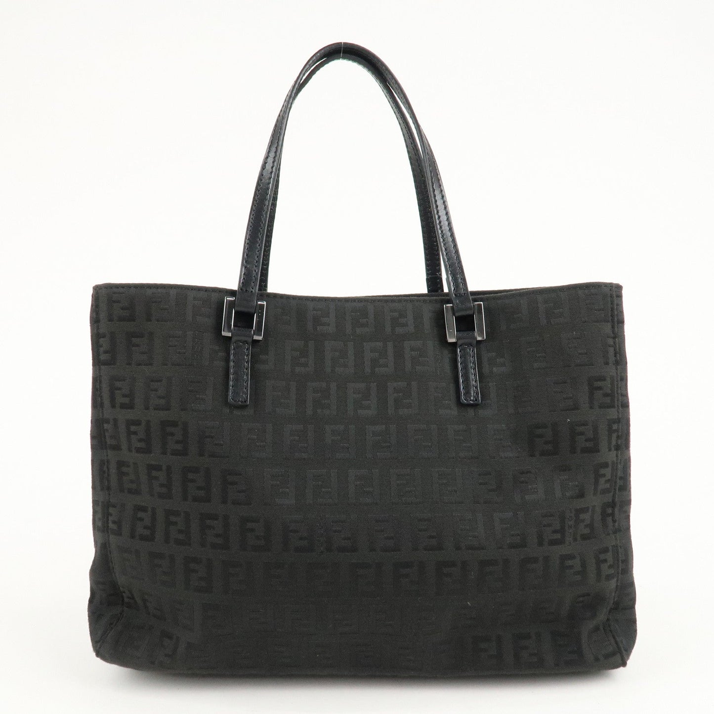 FENDI Zucchino Canvas Leather Tote Bag Hand Bag Black 8BH132  d