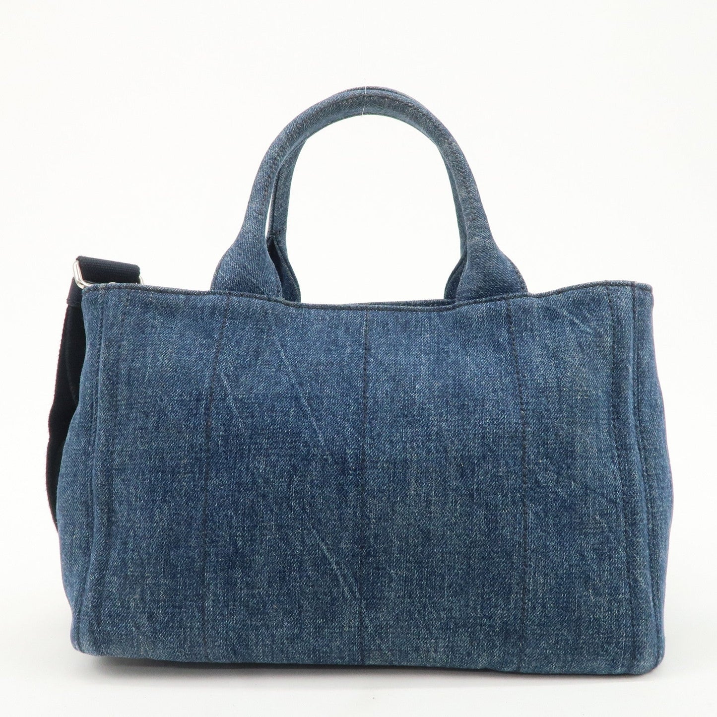 PRADA Logo Canapa Mini Denim Bijou 2Way Tote Bag Denim Blue 1BG439  d