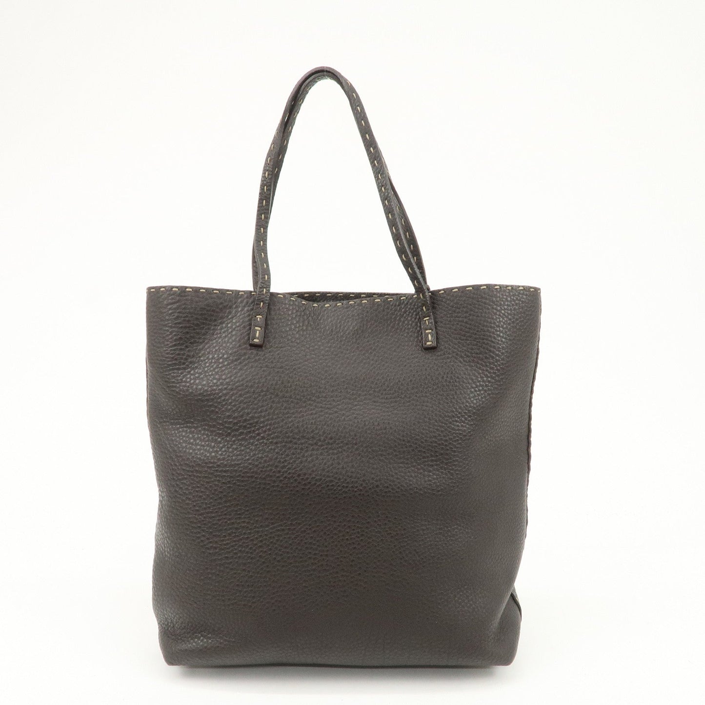 FENDI Selleria Leather Tote Bag Shoulder Bag Dark Brown 8BH101  d