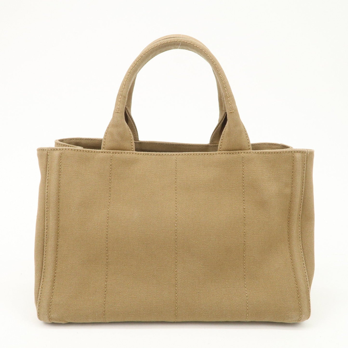 PRADA Logo Canapa Canvas Bijou Studs 2Way Hand Tote Bag Brown  d