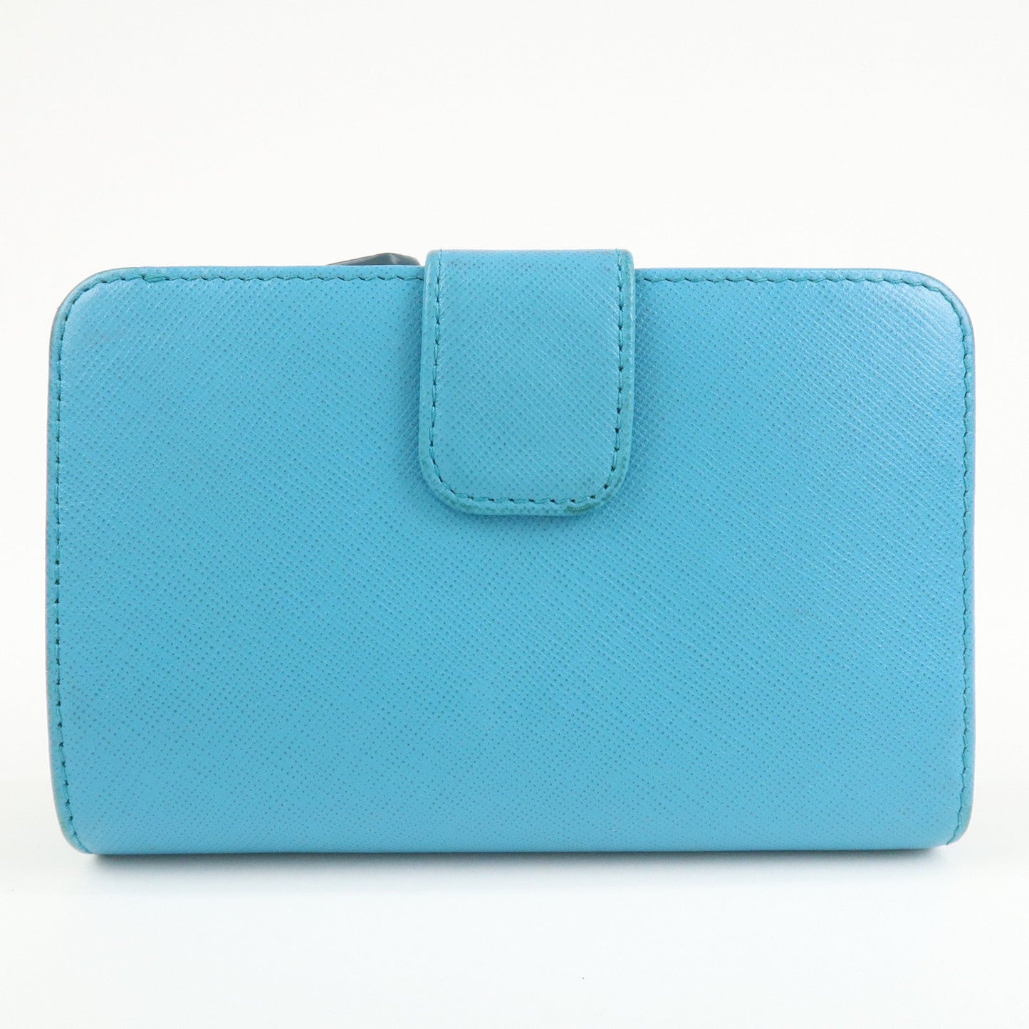PRADA Logo Leather Bi-Fold Wallet Purse Light Blue 1ML225  d