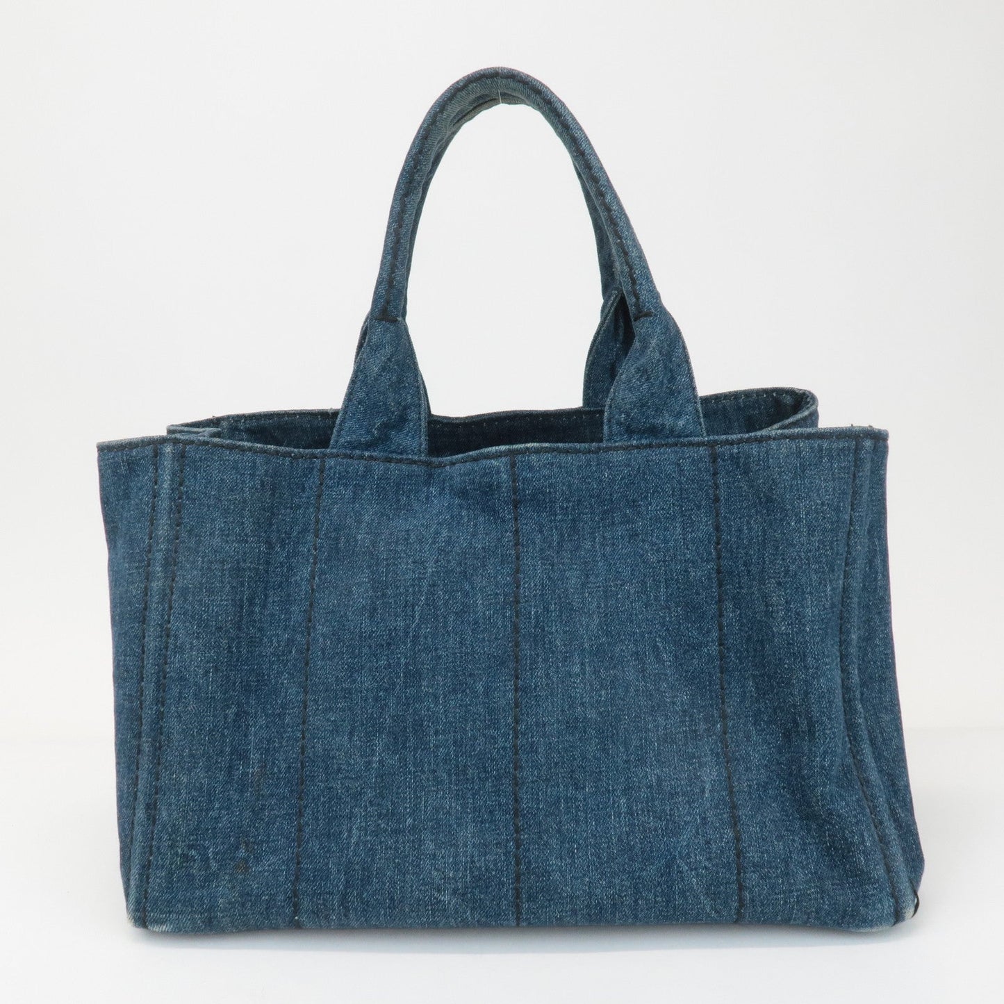 PRADA Canapa Large Canvas Tote Bag Hand Bag Denim Blue B1872B  d