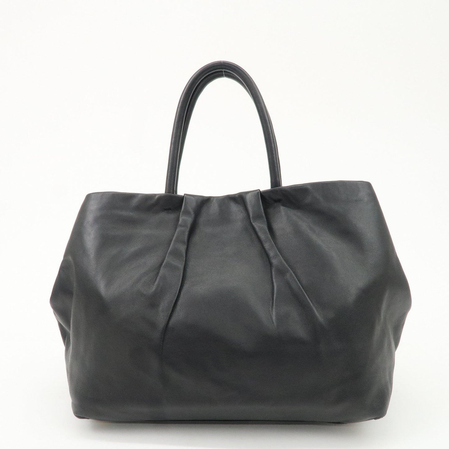 PRADA Leather Ribbon Tote Bag Hand Bag NERO Black BN1601  d