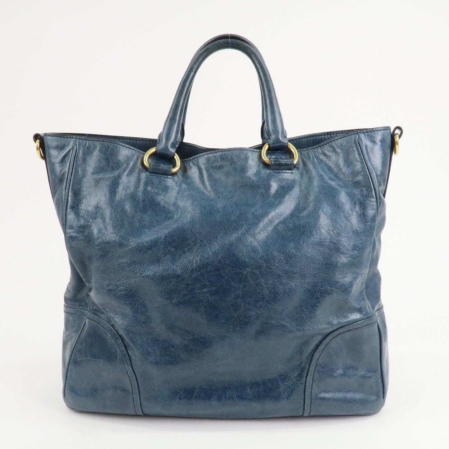 PRADA Leather 2Way Bag Hand Bag Shoulder Bag Blue BN2325  d