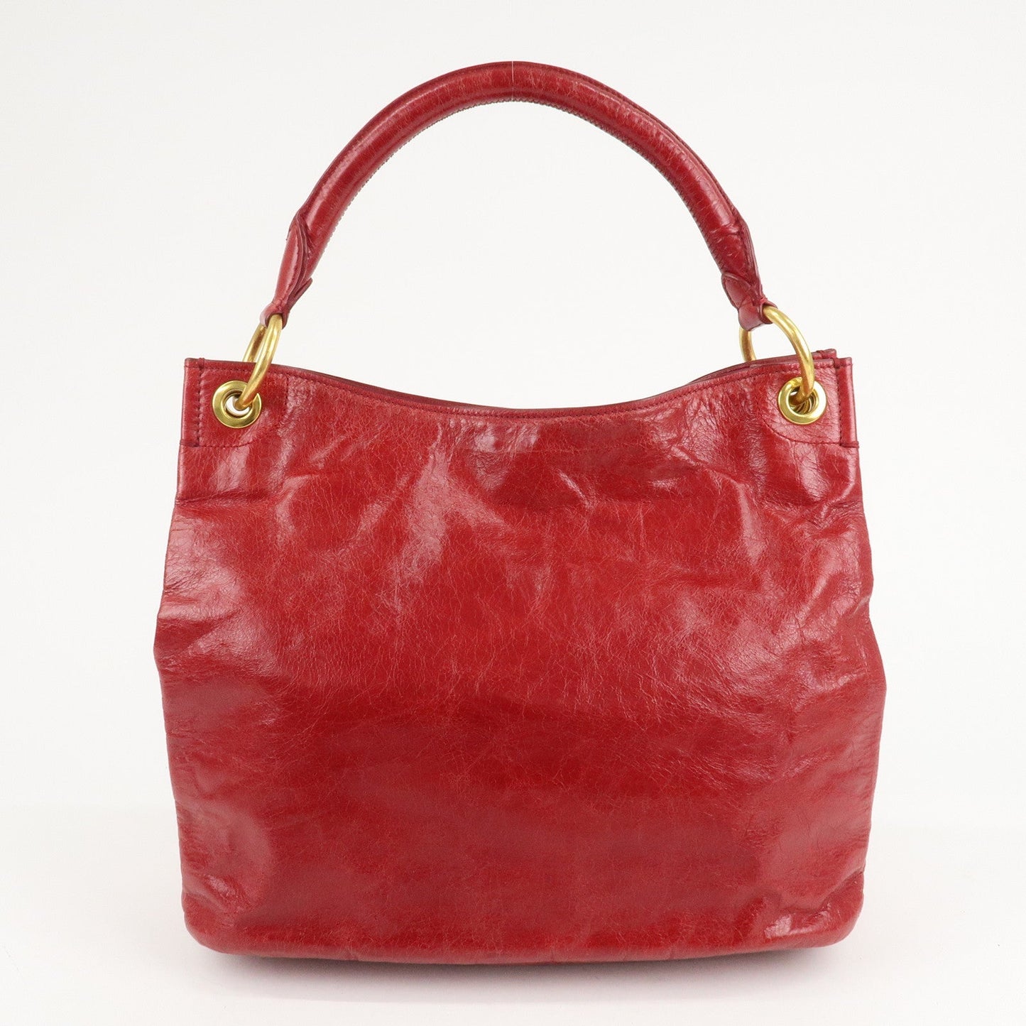 PRADA Logo Leather One Shoulder Bag Red BR4829  d
