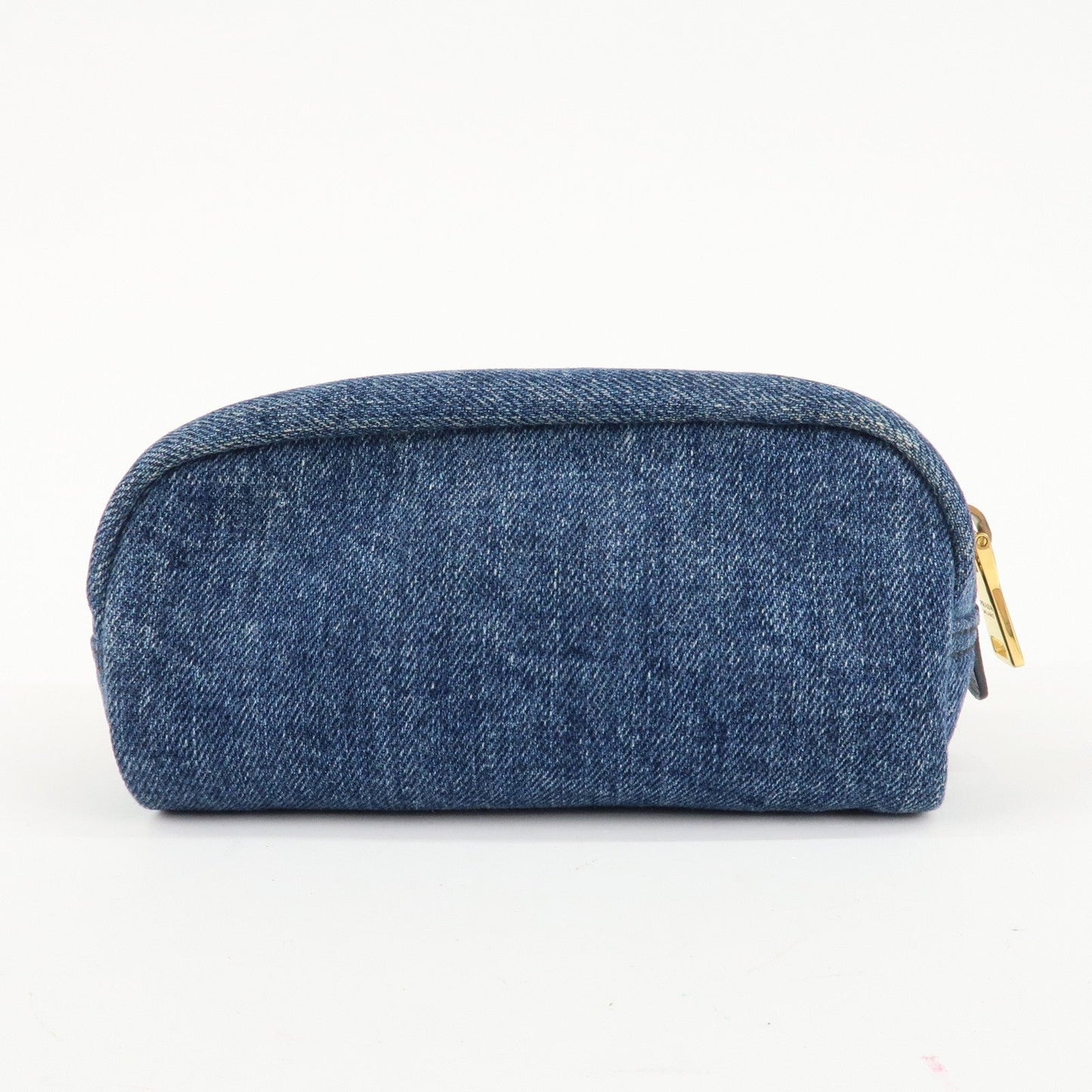 PRADA Logo Canvas Leather Pouch Cosmetic Pouch Blue 1NA175  d