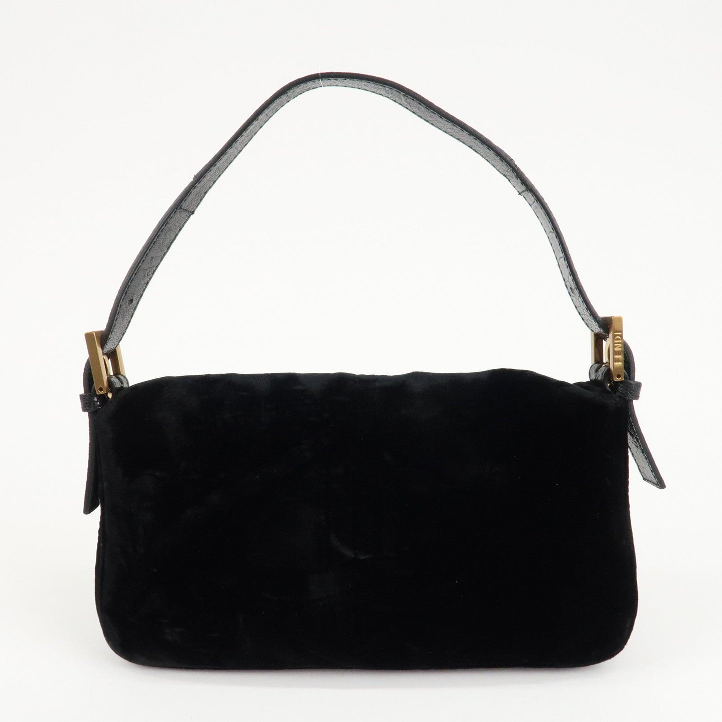 FENDI Mamma Baguette Polyester Leather Shoulder Bag Black 8BR000  d