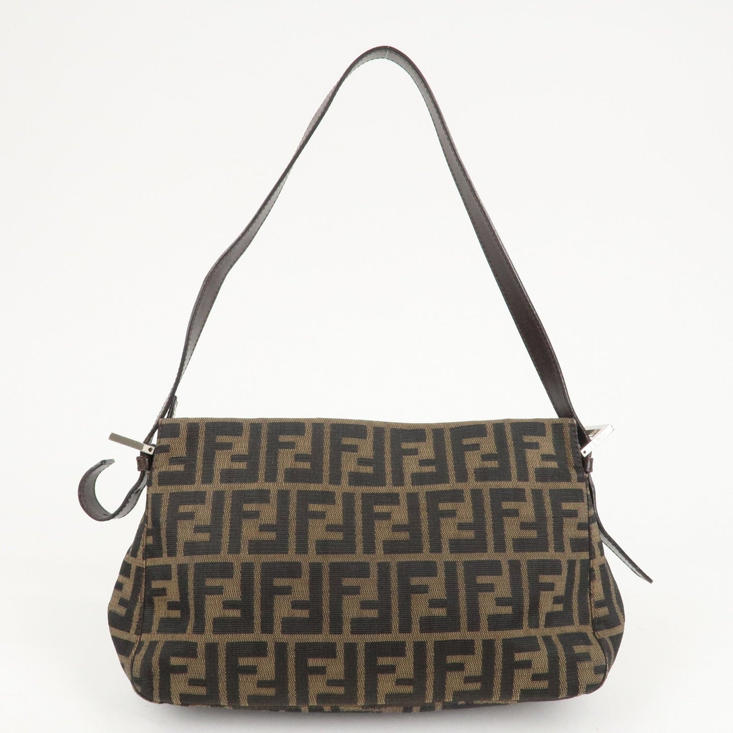 FENDI Zucca Canvas Leather Shoulder Bag Brown Black 26566  d