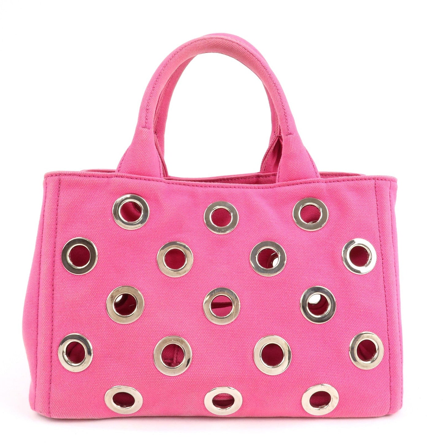 PRADA Canapa Mini Canvas 2Way Bag Hand Bag Pink 1BG439  d